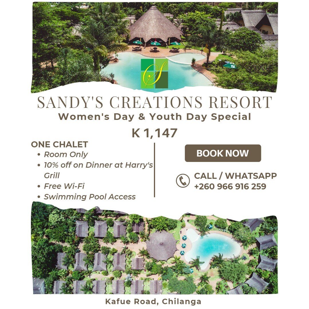 International Women's Day &amp; Youth Day @sandyscreationsresort !!
Enjoy a 1 night stay at our lodge
with a:
Room only for a couple with 10% discount off your meal at our Restaurant @harrysgrillscr and access to the swimming pools and beautiful gard