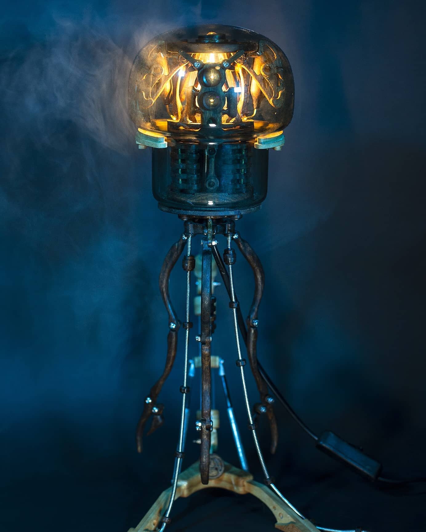 This little lamp, christened &quot;the Duke of jellington&quot; by my wife, was made as a gift for her last year. It was such a learning experience as just like a ship in a bottle, the mechanism had to made &quot;inflate&quot; inside the glass compon