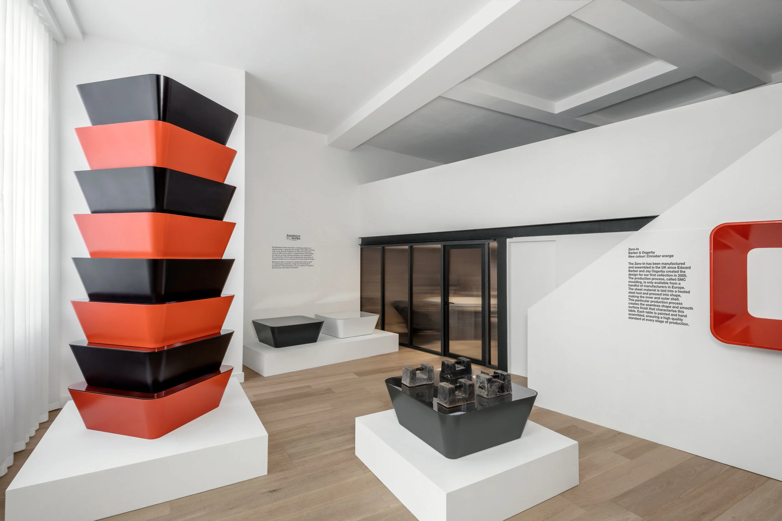Zero-In table featured in their main showroom area designed by Barber & Osgerby. 