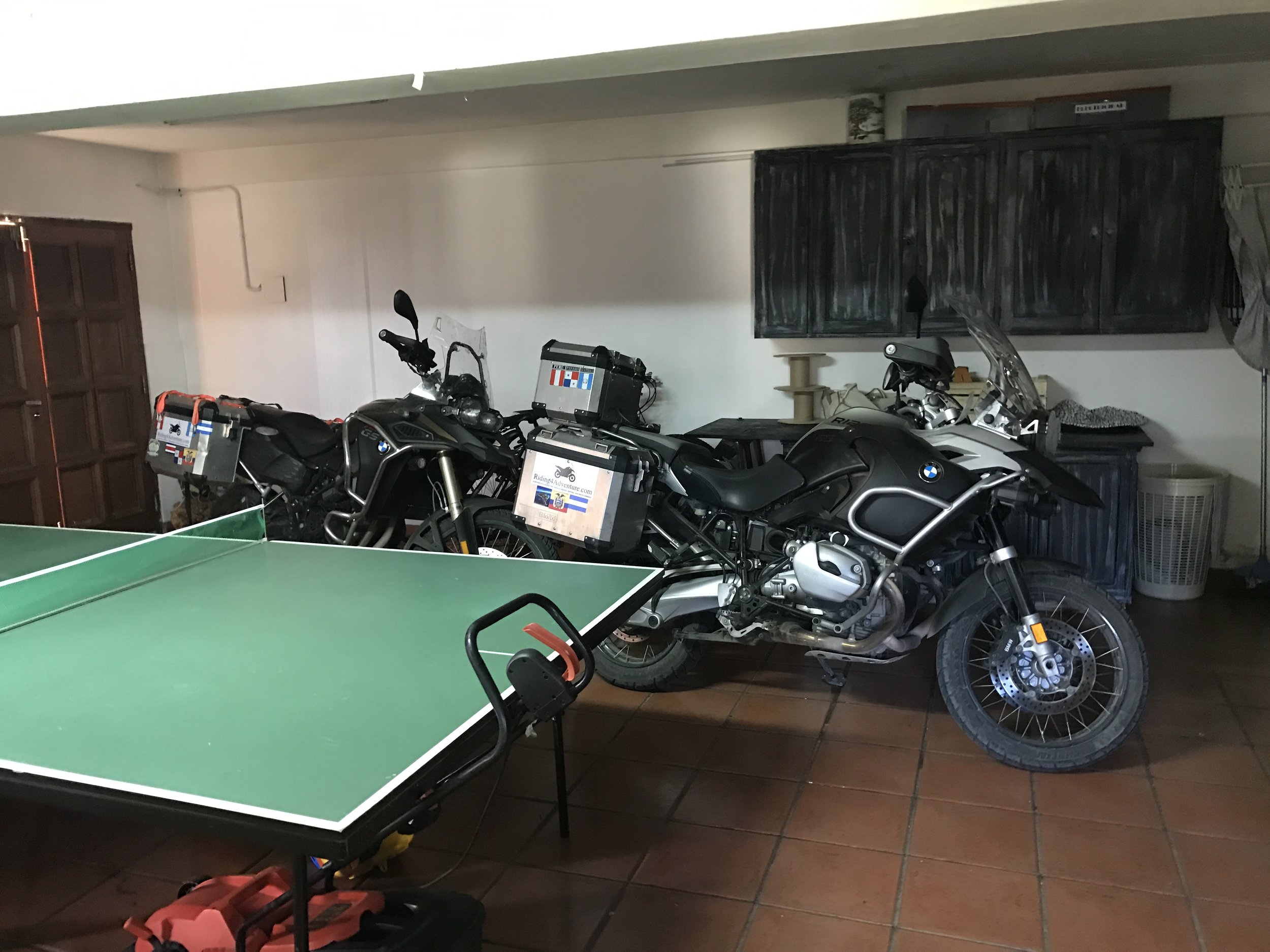 Bikes safely stored for the night.