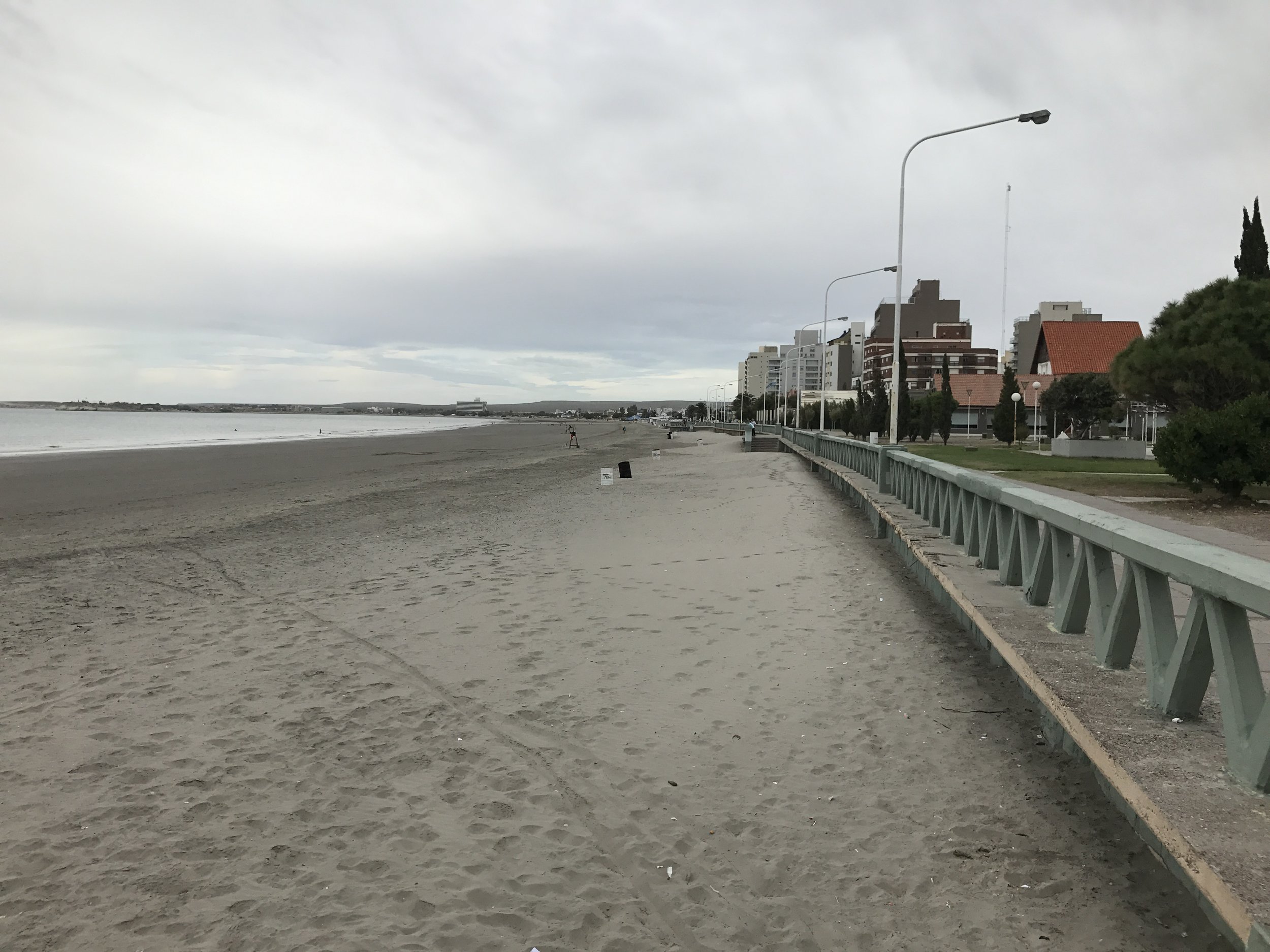 Beach in Puerto Madryn. A few people were in the water, but it was too cold for me.