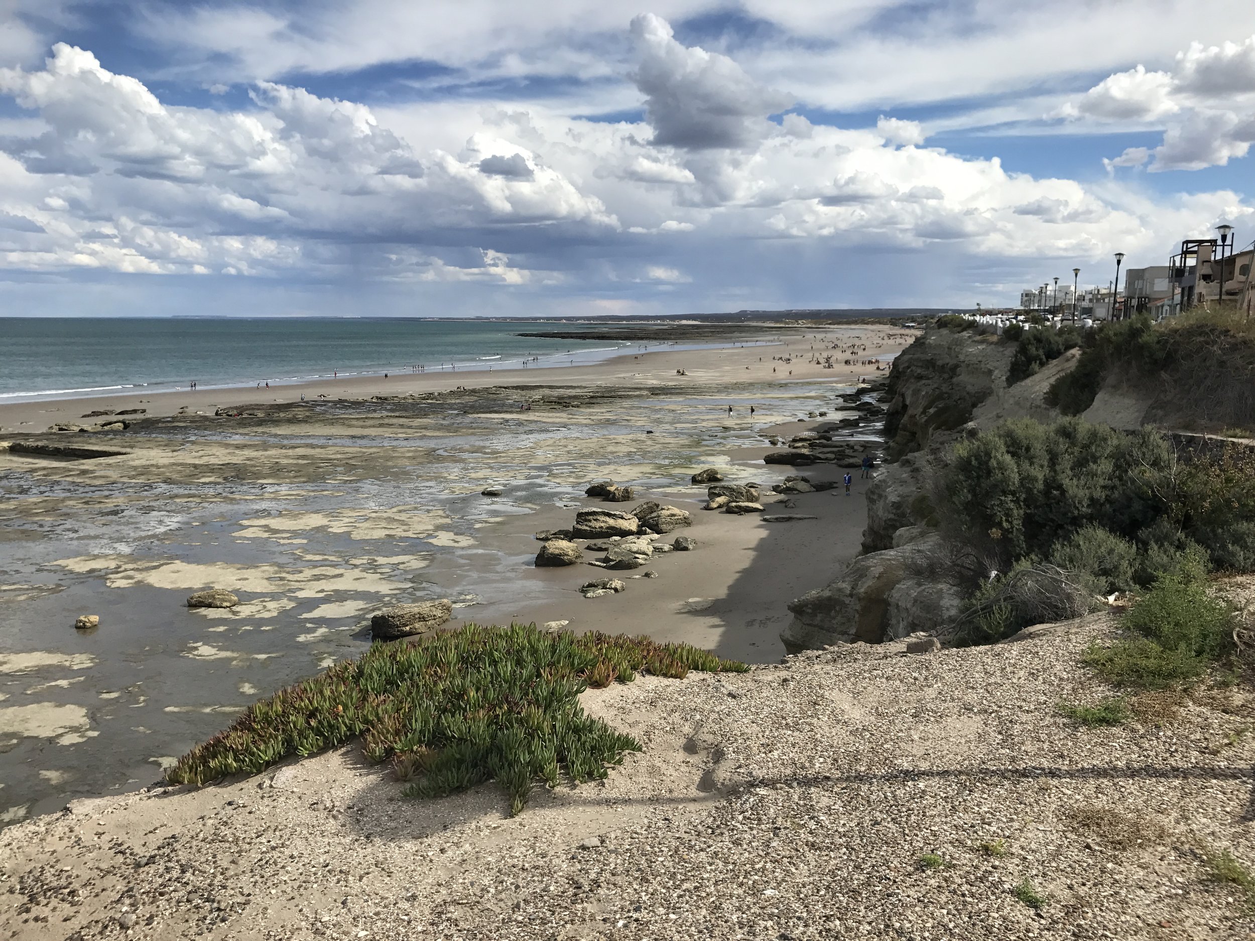 View from the cliffs in Las Grutas at the beach below.