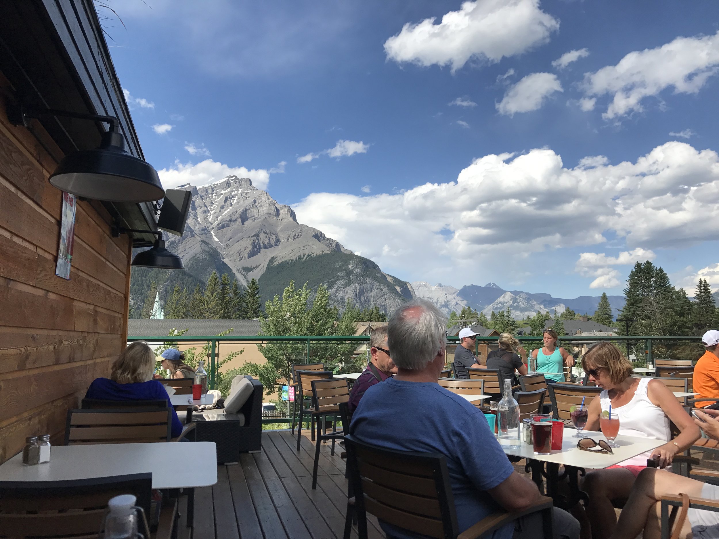 View from my table at the Crown and Rose Pub in the City of Banff. 