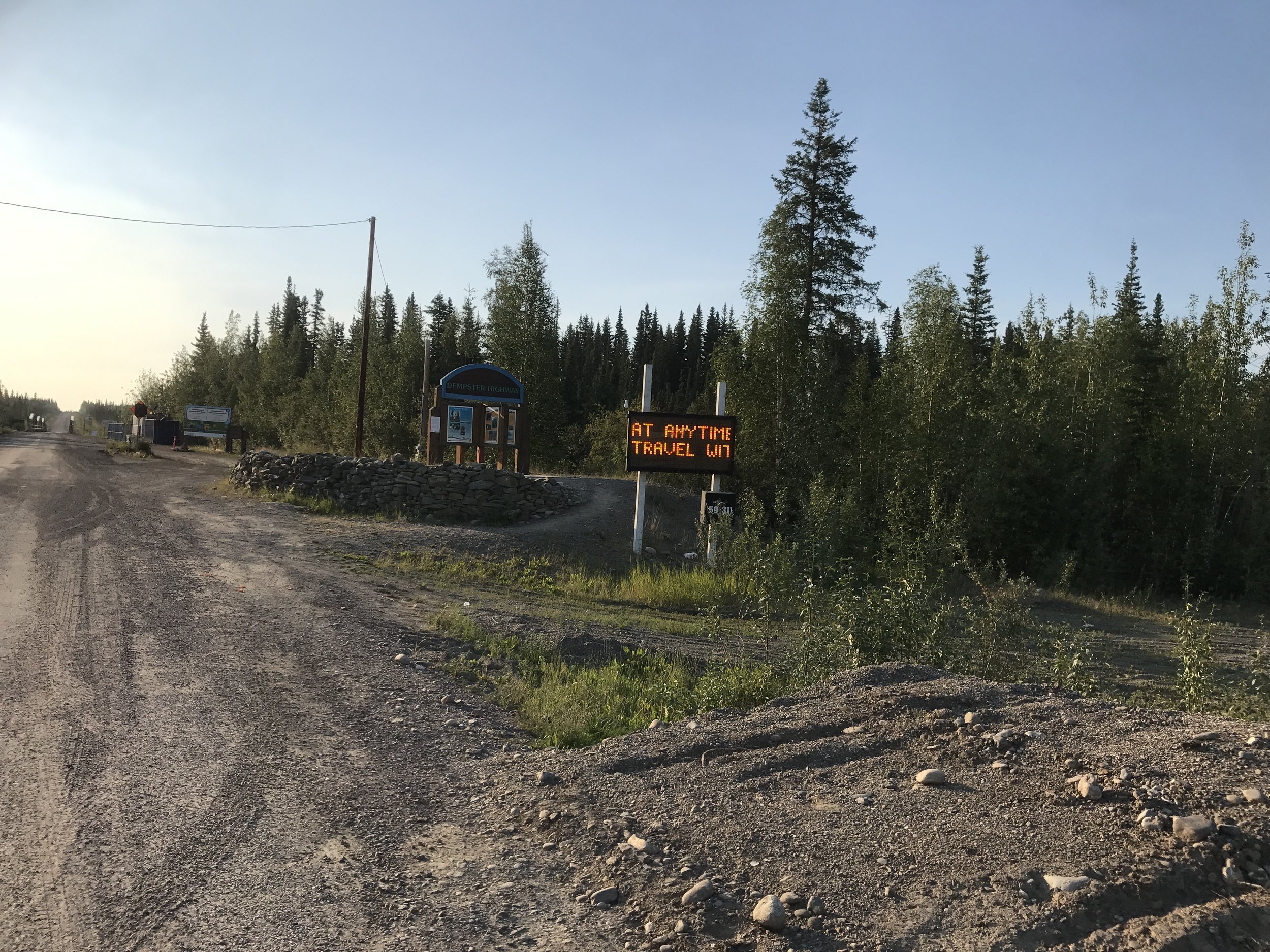Sign at the beginning of the Dempster Highway. 