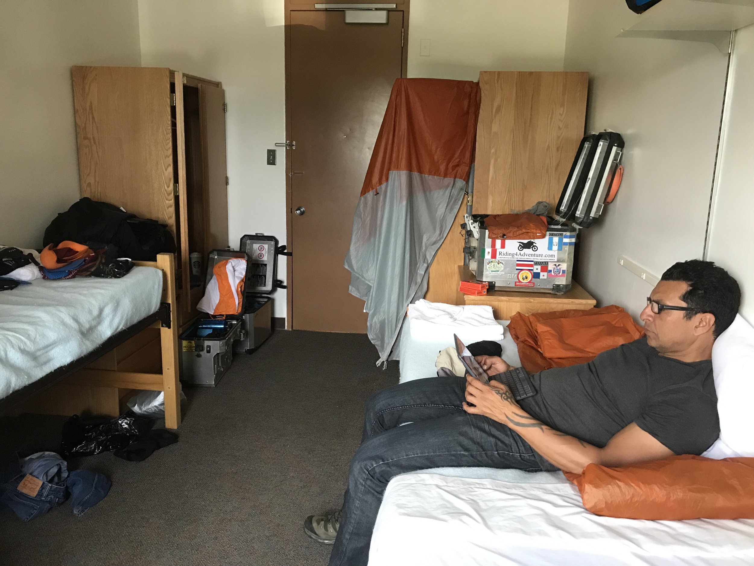 Just look at the mess Omar made of our dorm room.