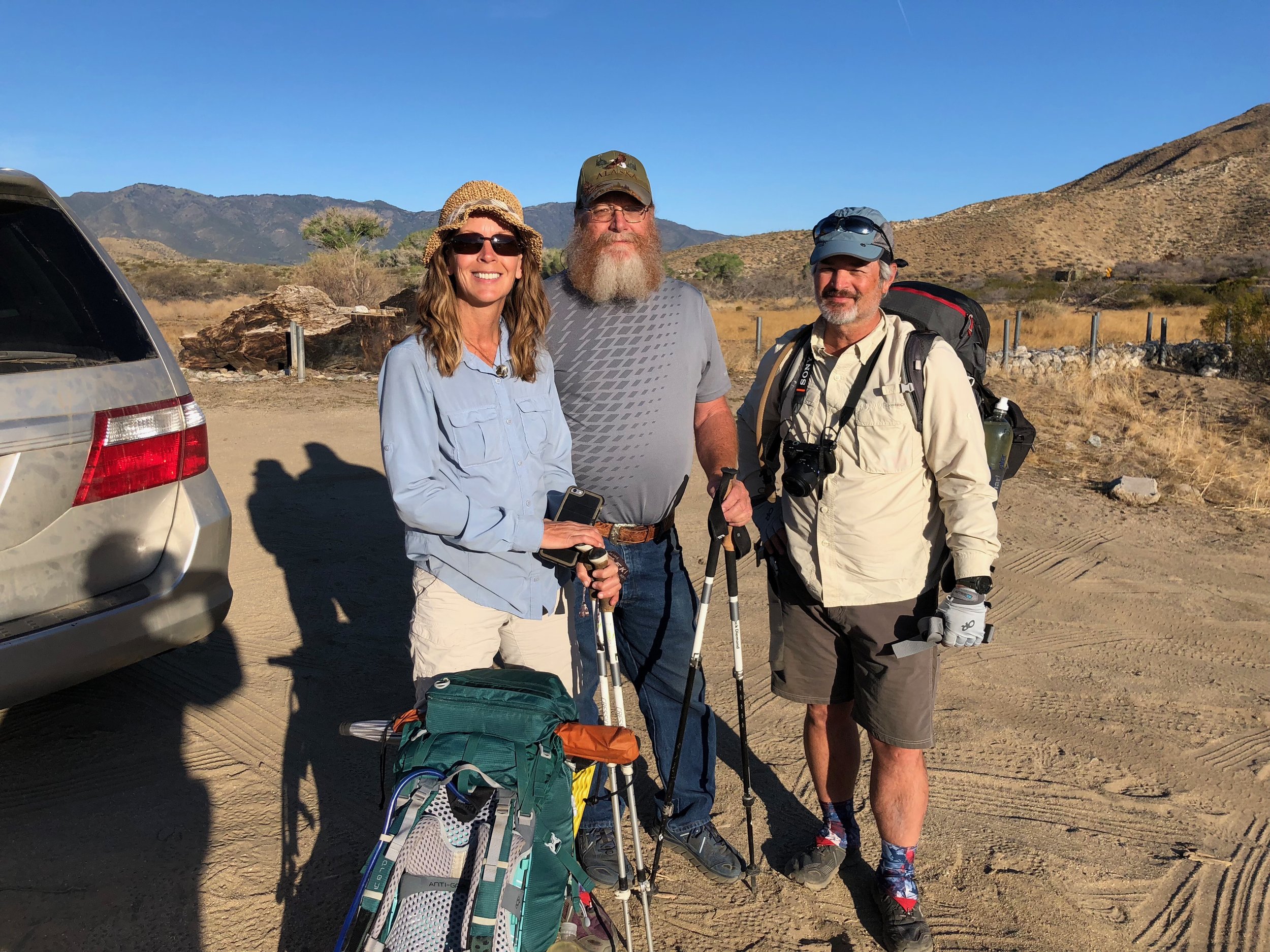 The man in the center gave us a ride back to the trail. The woman and man by him got married at the trail head in Campo, then started hiking the PCT.