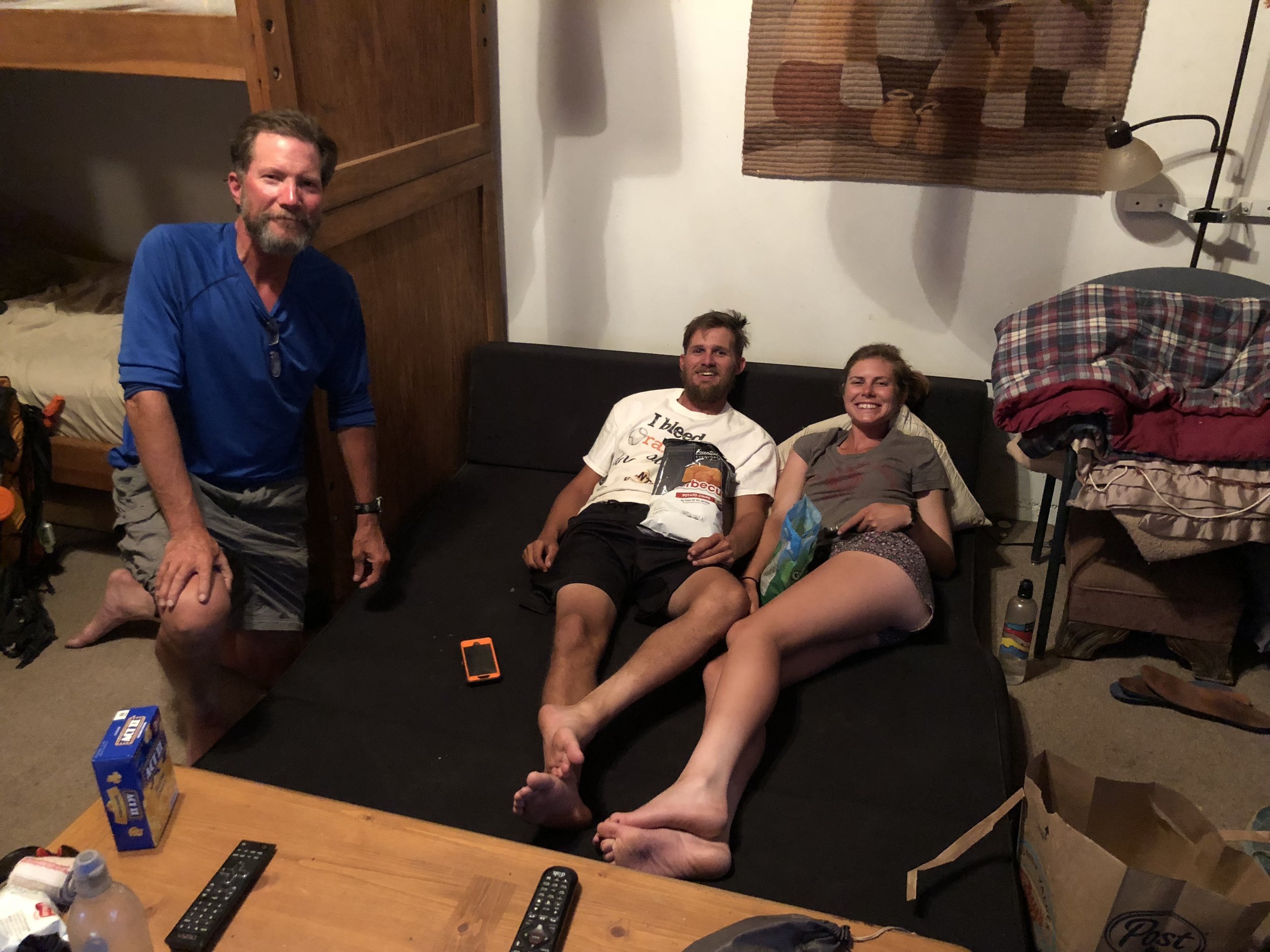 Hikers at hostel in Etna