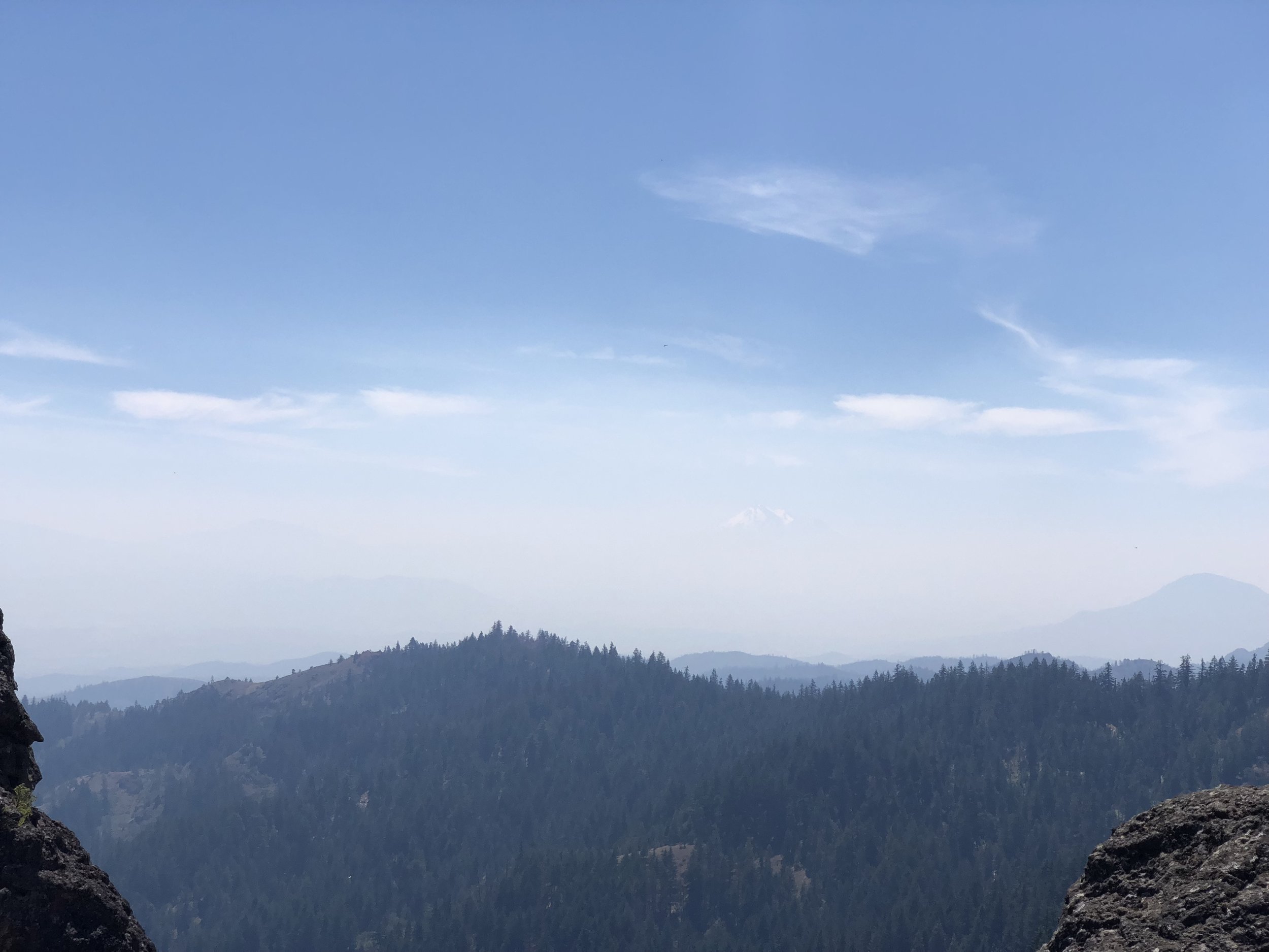 If you look closely, you can see Shasta through the smoke