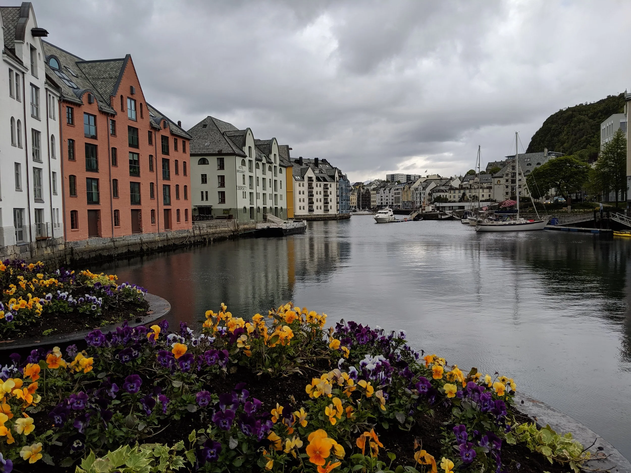 An inlet in Alesund where the houses were built right up to the water’s edge.
