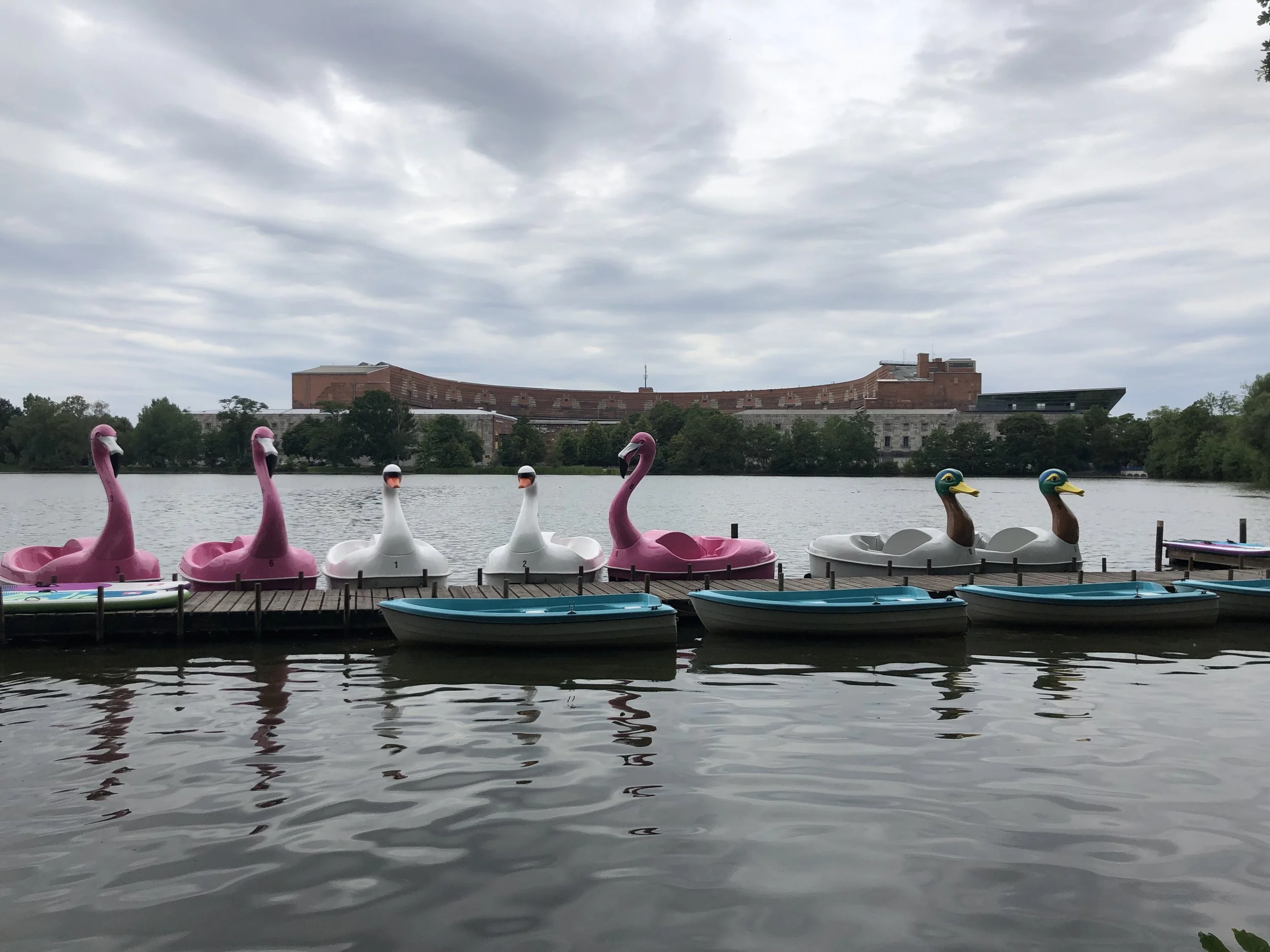 Across the lake is the main building that the Nazi’s built on the Rally Grounds. It was designed to look like the Colosseum in Rome and was large enough to accommodate sixty thousand party members. I thought it was particularly ironic that duck and swan boats now dominate the lake.