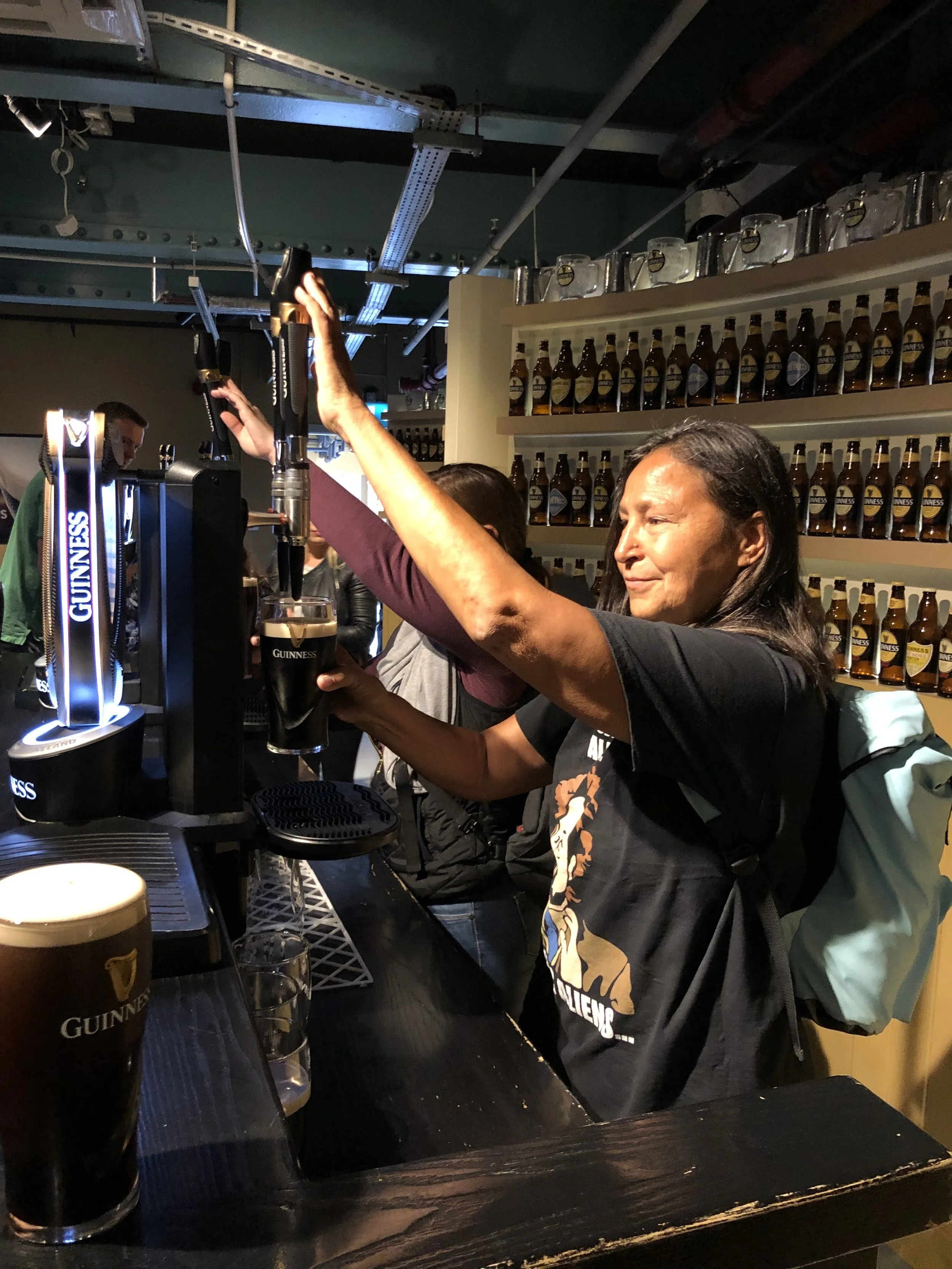 During our tour we were shown how to pour the perfect glass of Guinness. The instructor told us that if not done correctly, the taste will be somewhat diminished. After pouring a perfect pint, we were allowed to taste test our work.