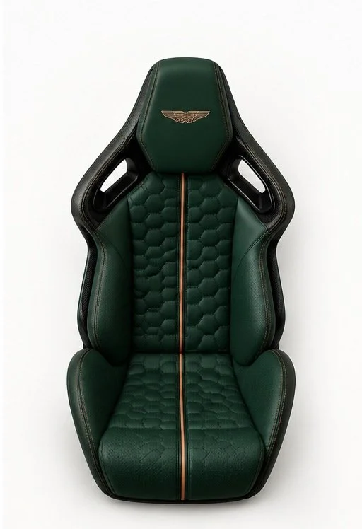 Malachite green leather driver's seat