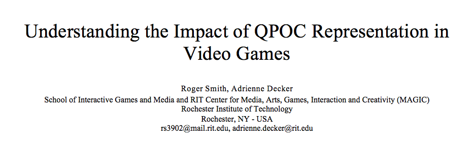 Understanding Representation of QPOC in Video Games