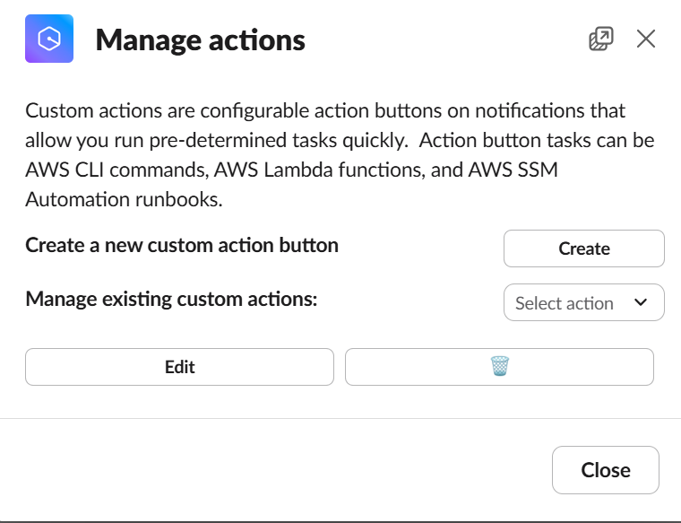 Slack - Custom actions flow