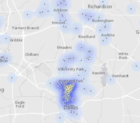 Density of Condominiums in North Dallas - 