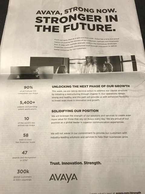 Odd ad to place in the WSJ on the day after bankruptcy.