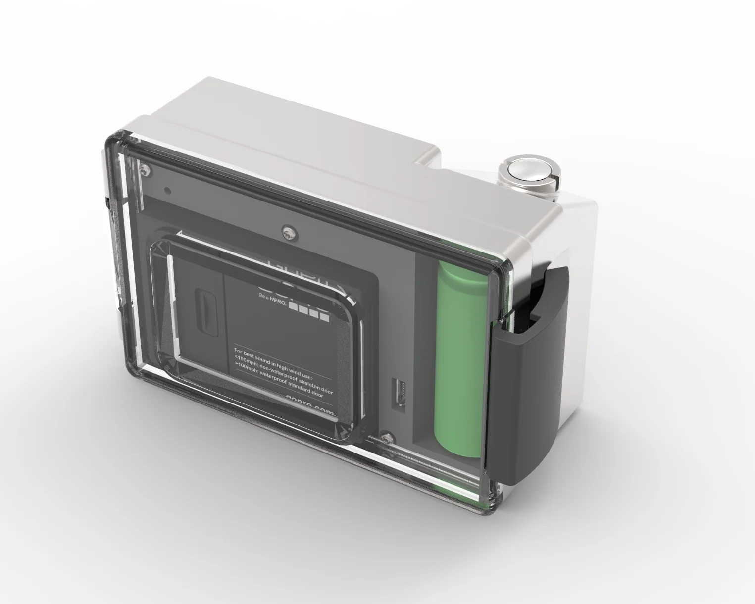 rear view with clear plastic rear cover