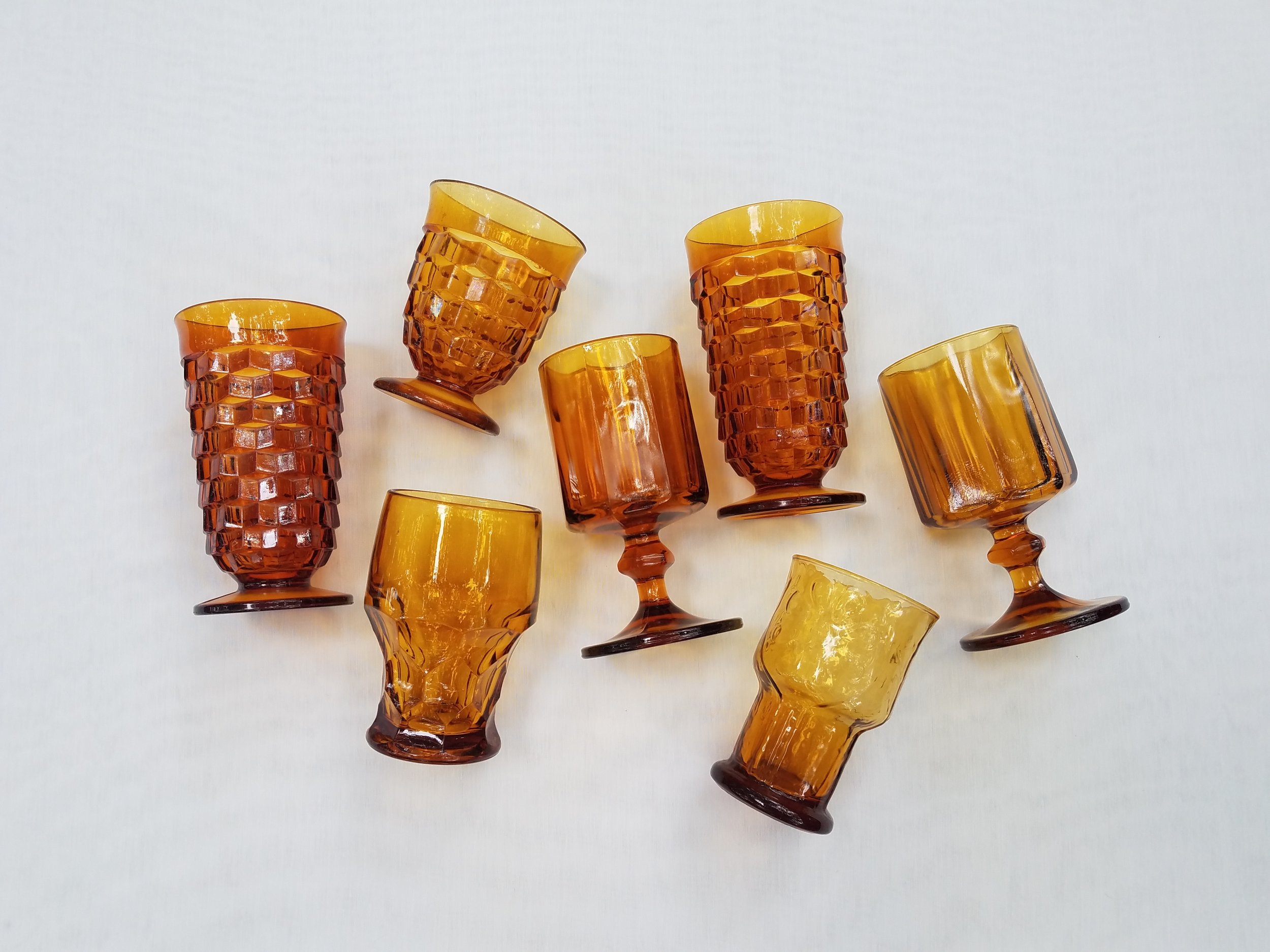 Vintage orange glass goblet