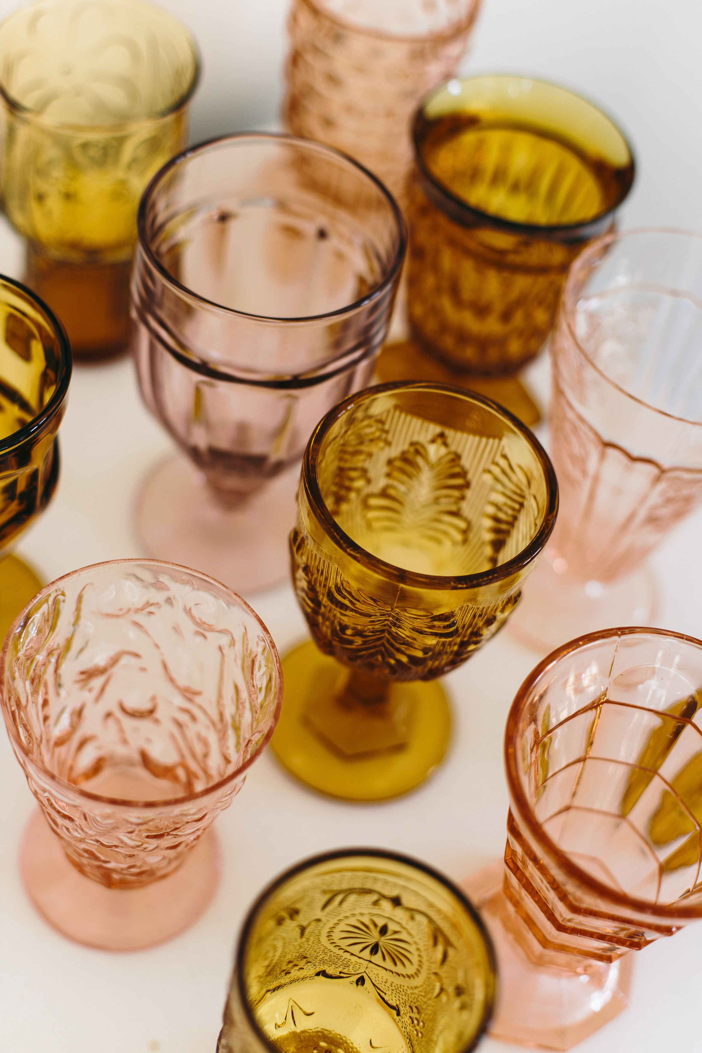 Amber and Pink Goblets from The Copper Quail