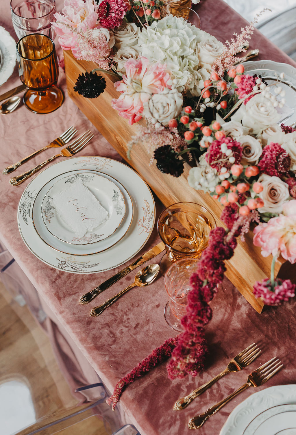 Velvety Pink Wedding Table by The Copper Quail