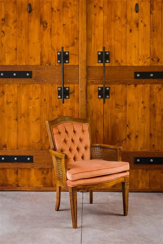 vintage salmon pink chair