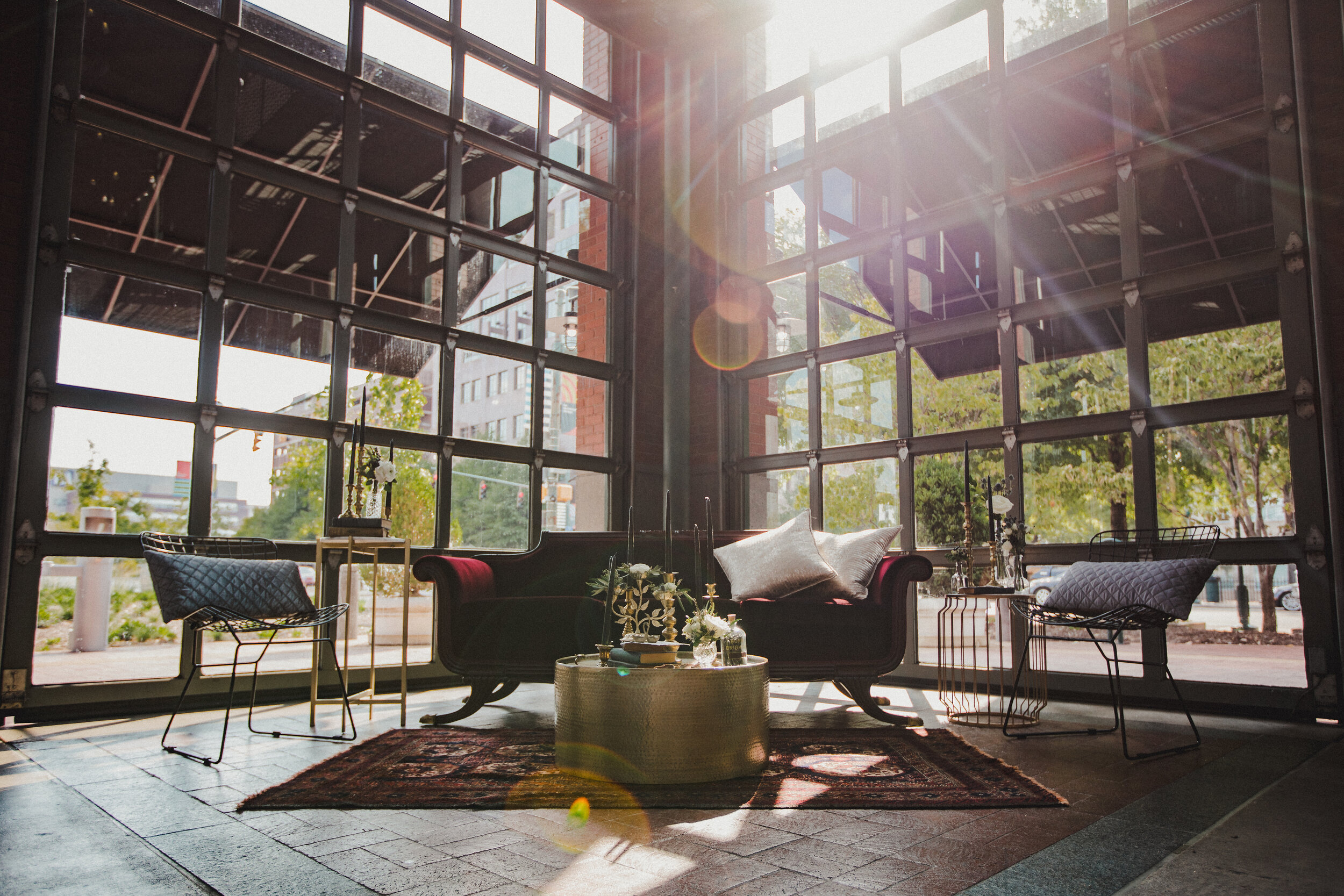 Moody lounge with the Positano table from The Copper Quail