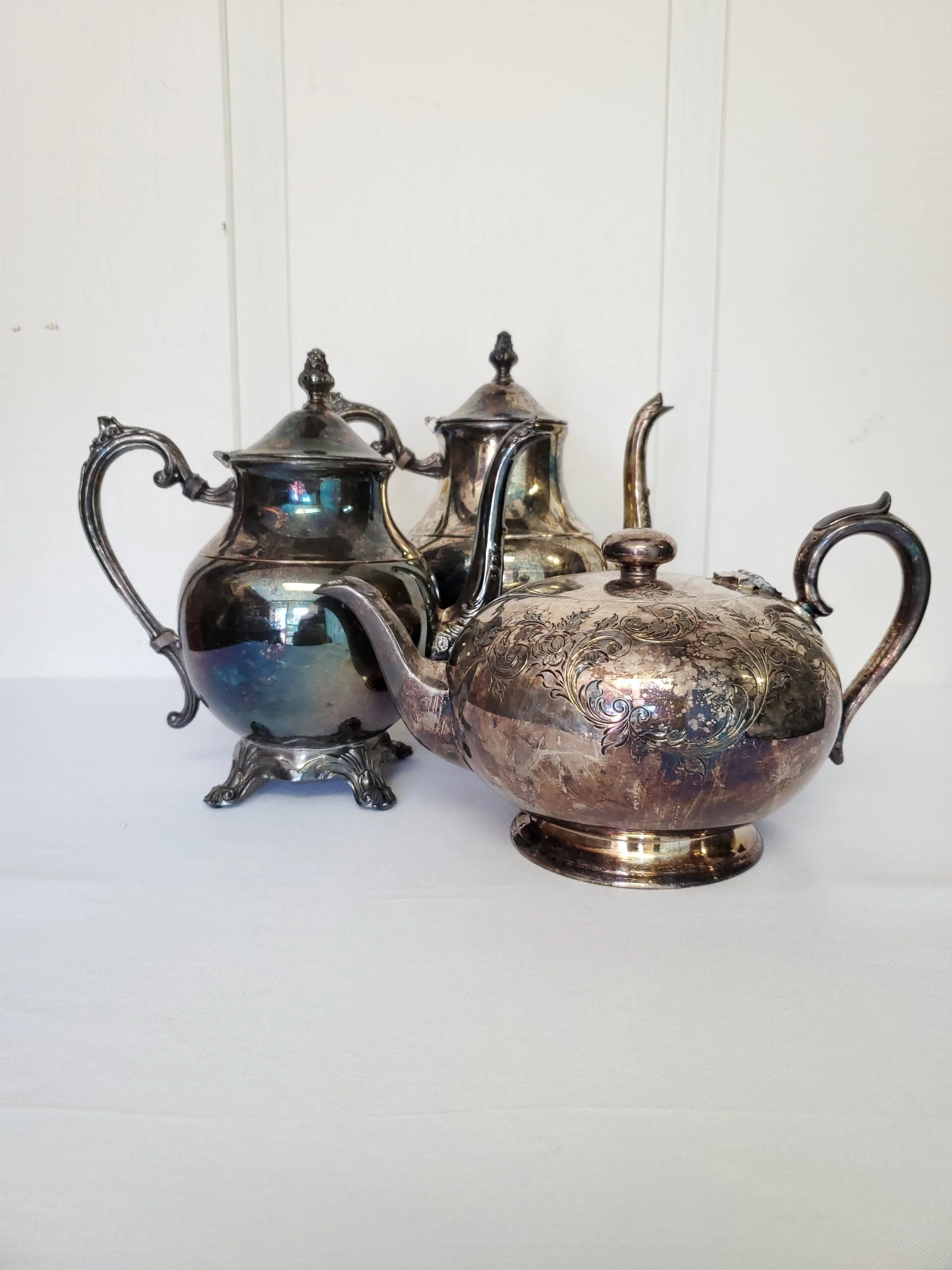 Vintage Tarnished Silver Teapots