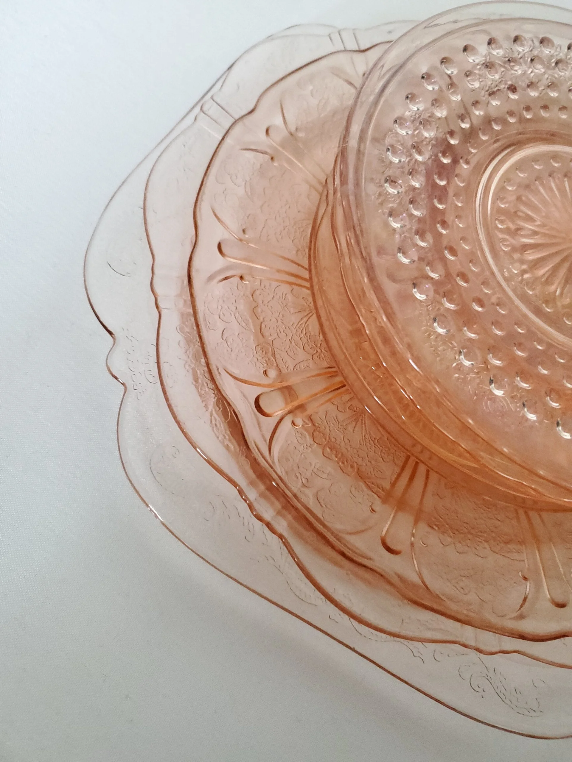 Pink glass plates