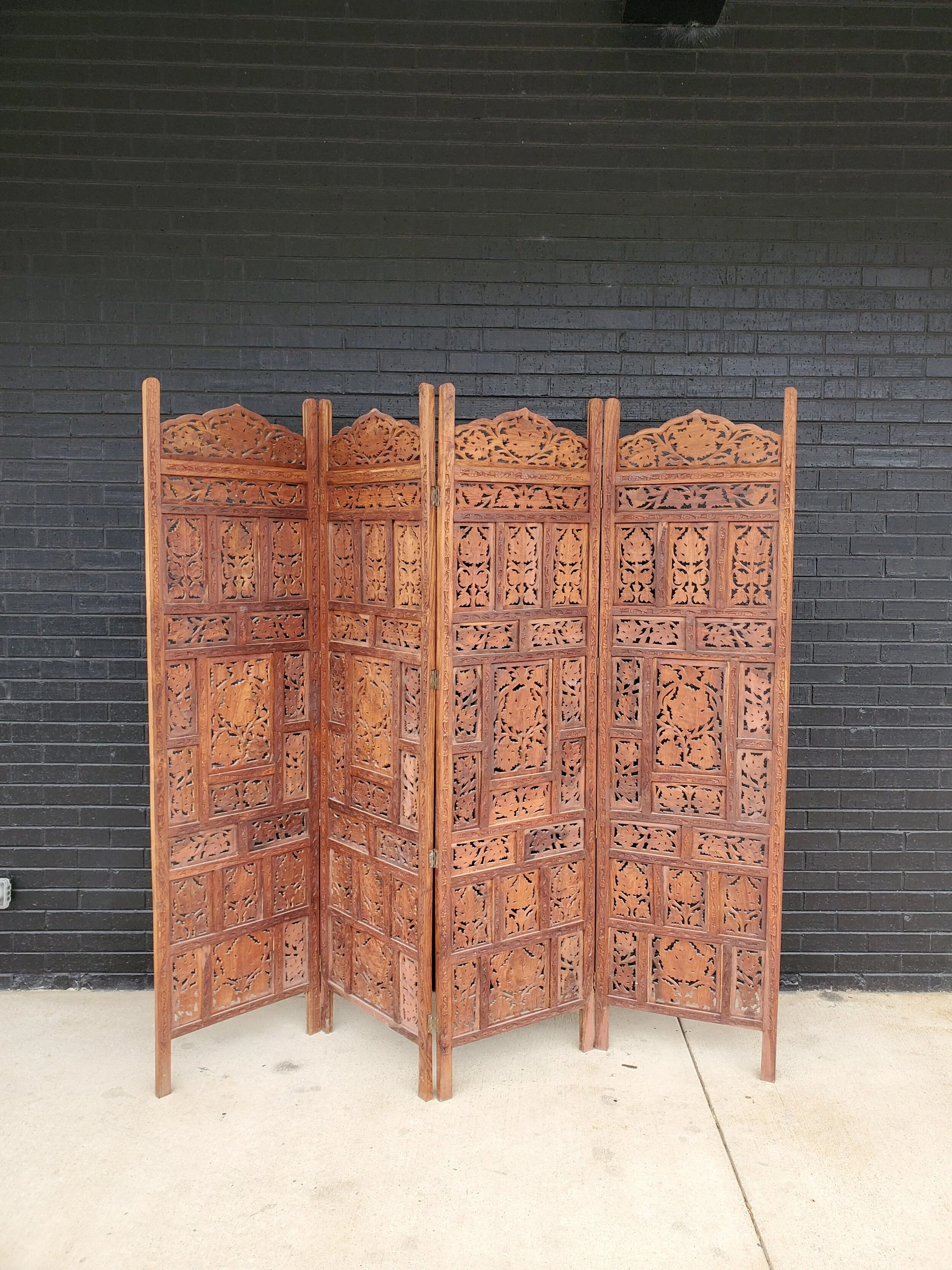 Moroccan Style Carved Wood Room Divider from The Copper Quail