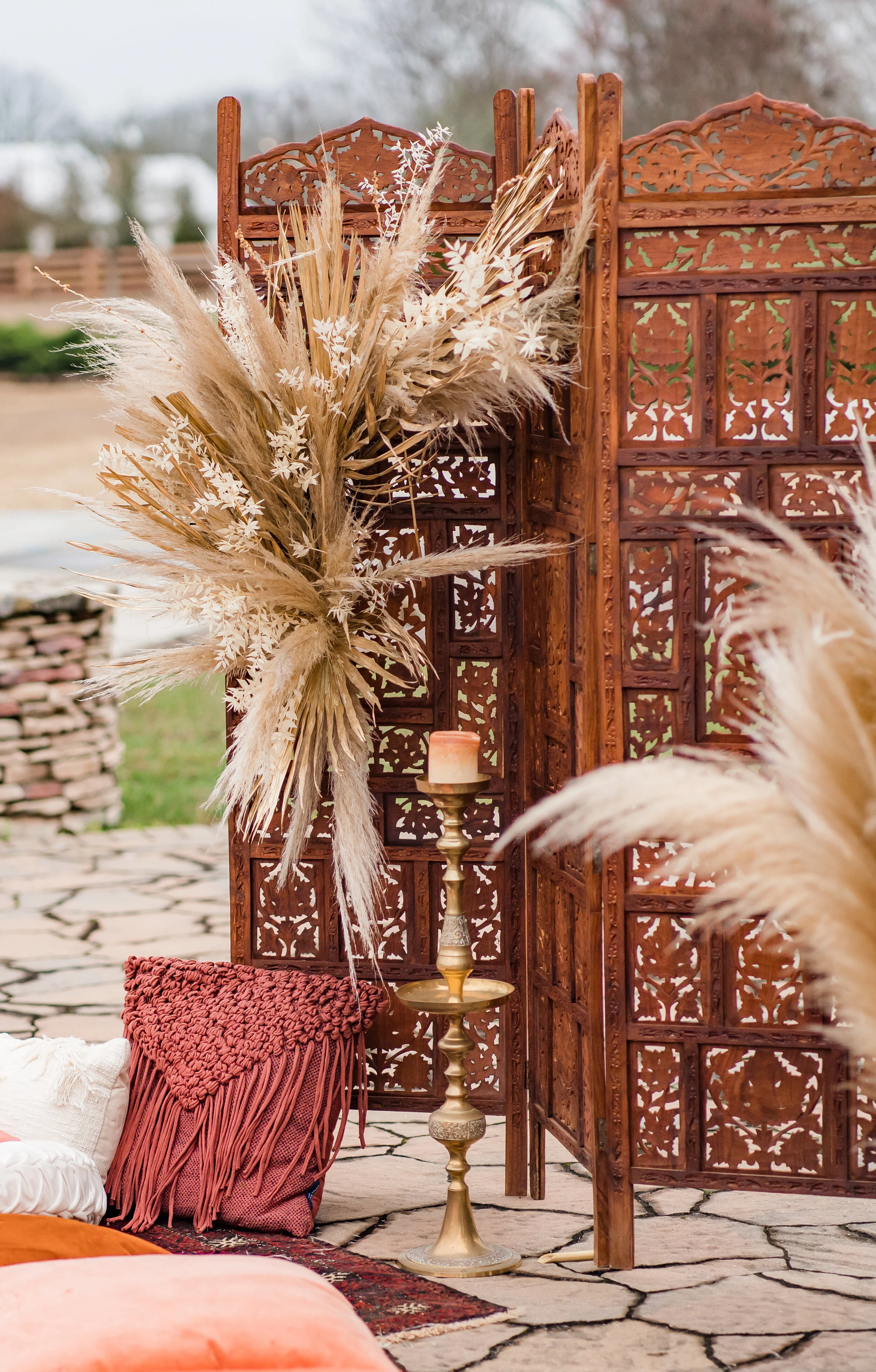 Moroccan Style Carved Wood Room Divider from The Copper Quail