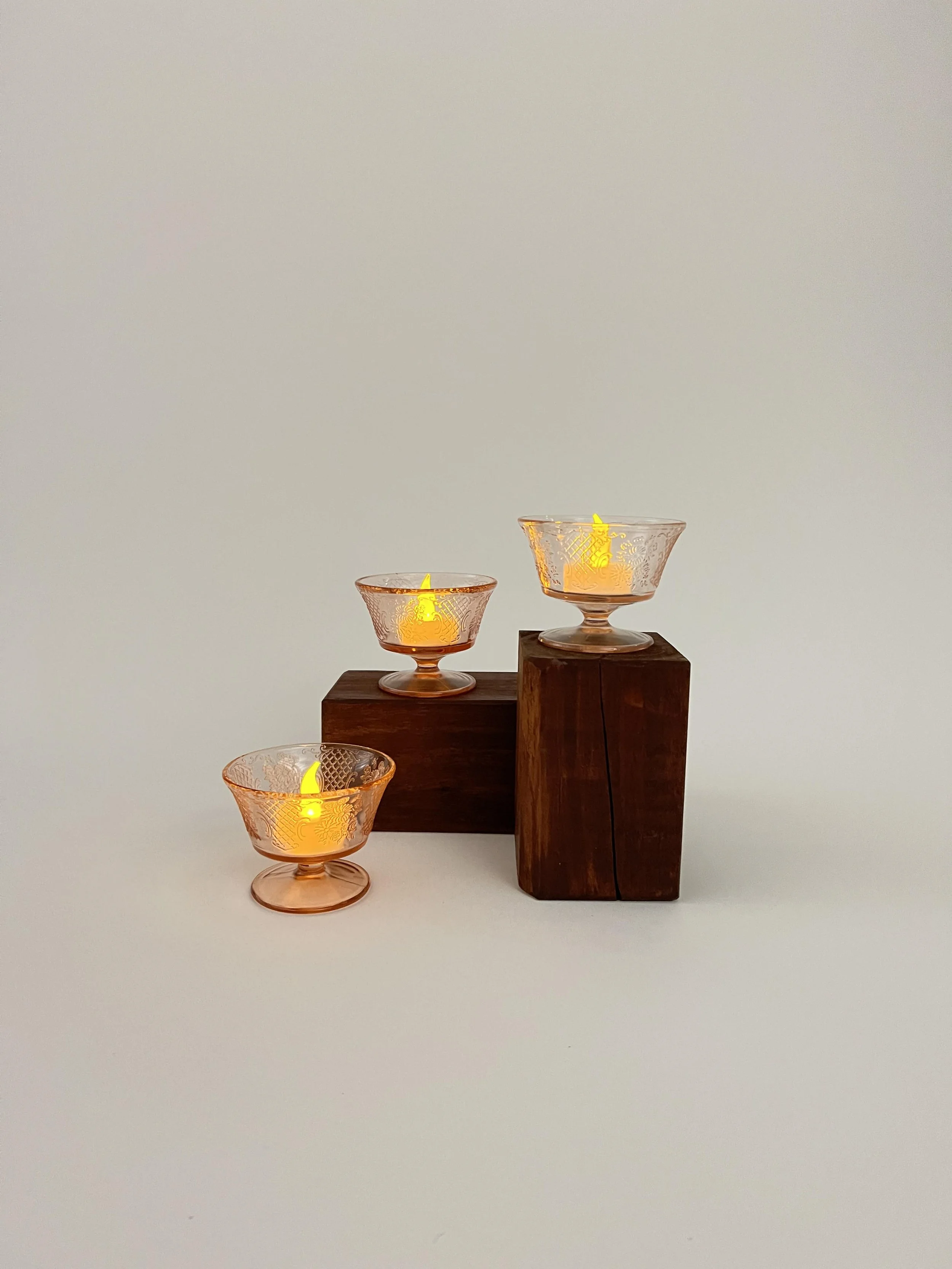 Pink Glass Votives from The Copper Quail