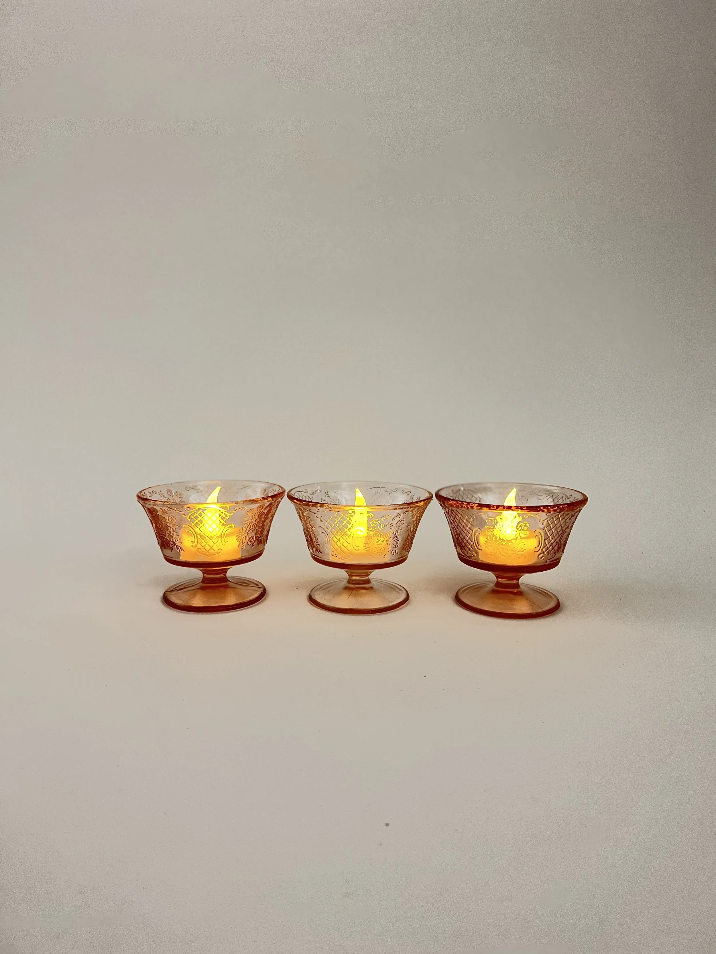 Pink Glass Votives from The Copper Quail