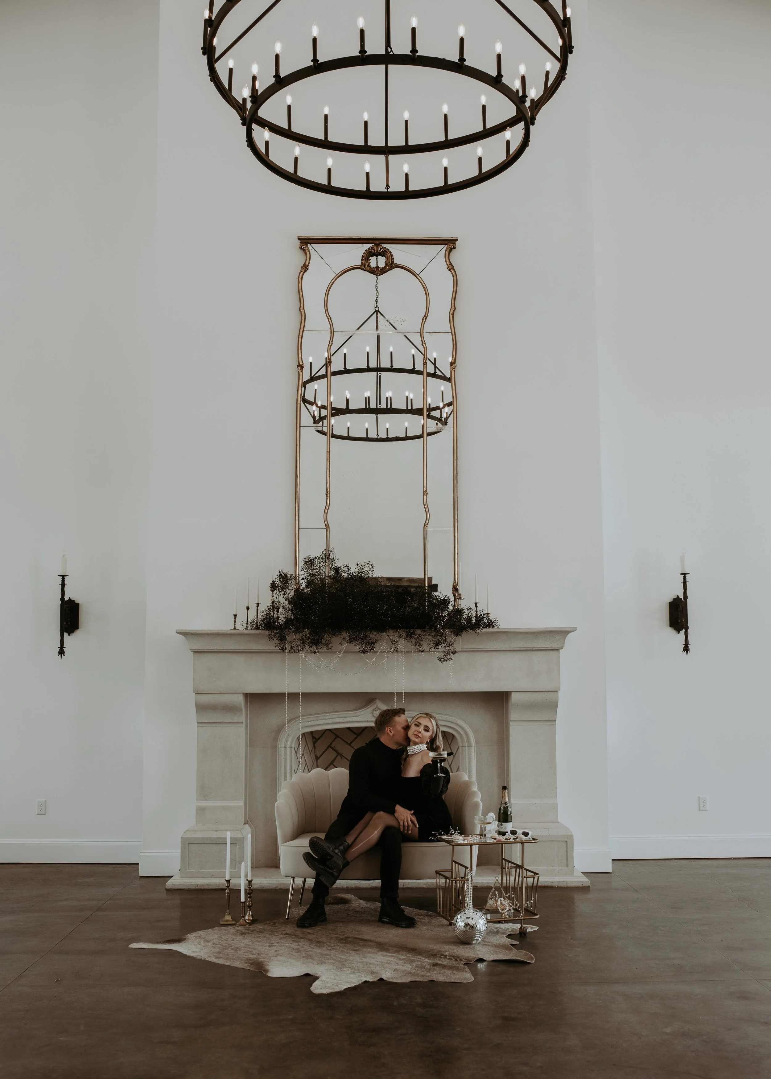 Glam Photoshoot featuring a cow hide rug