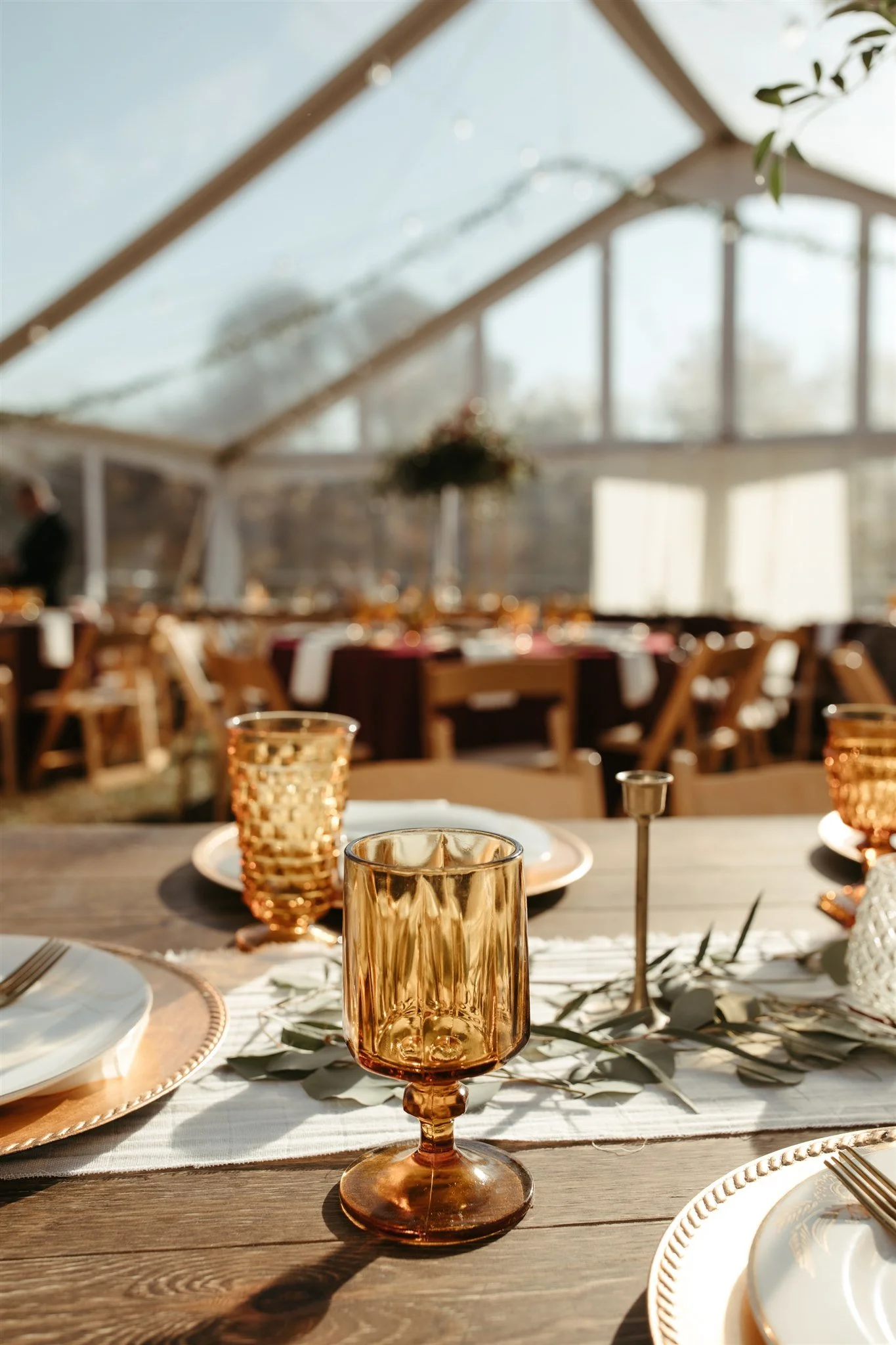 Wedding Table featuring Amber Goblets