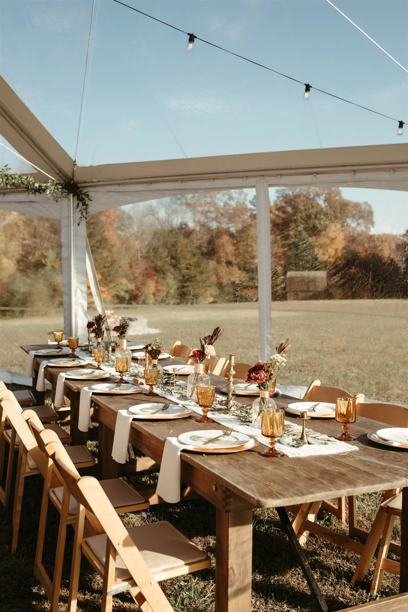 Wedding Table featuring Amber Goblets