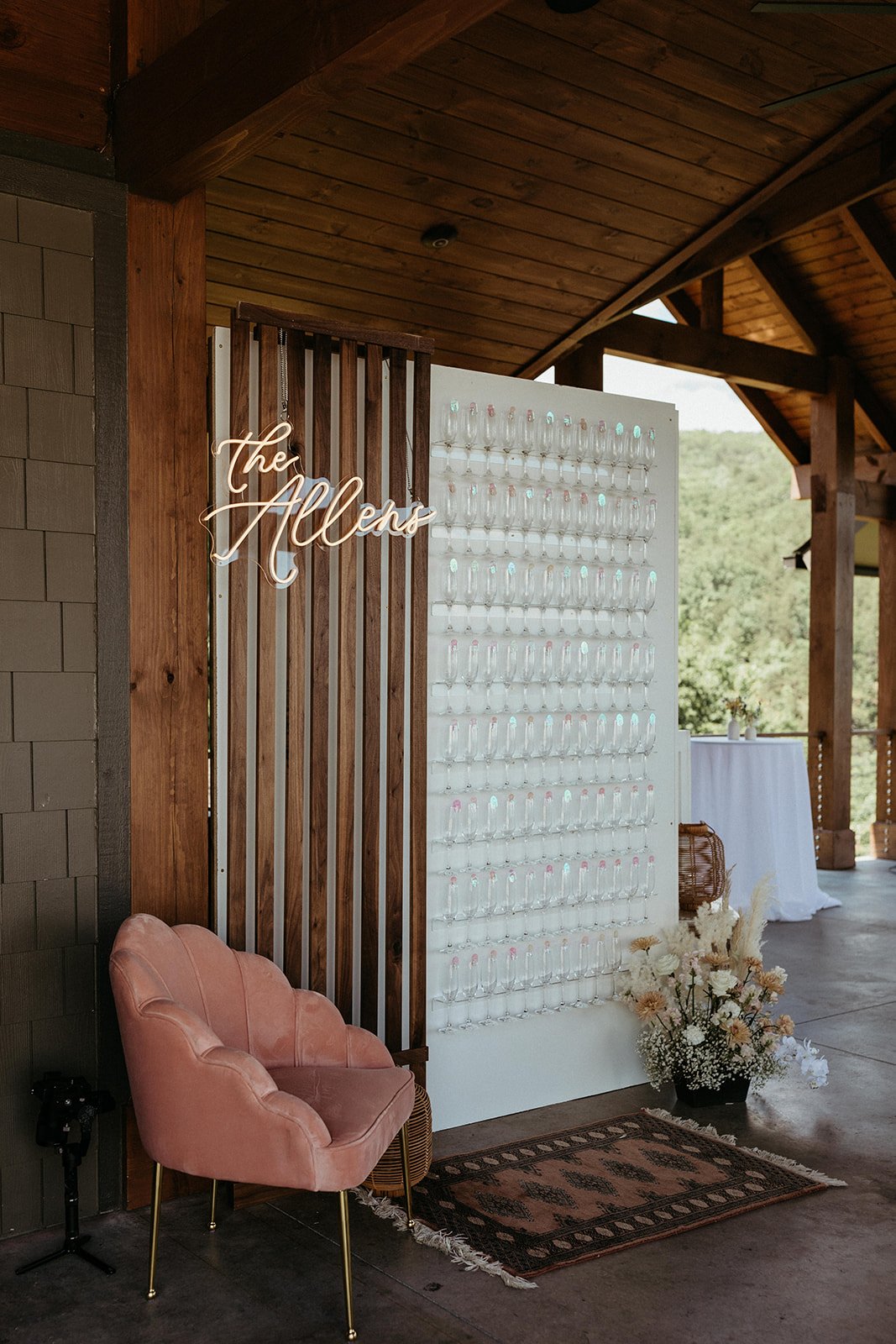 Champagne wall featuring a vintage rug
