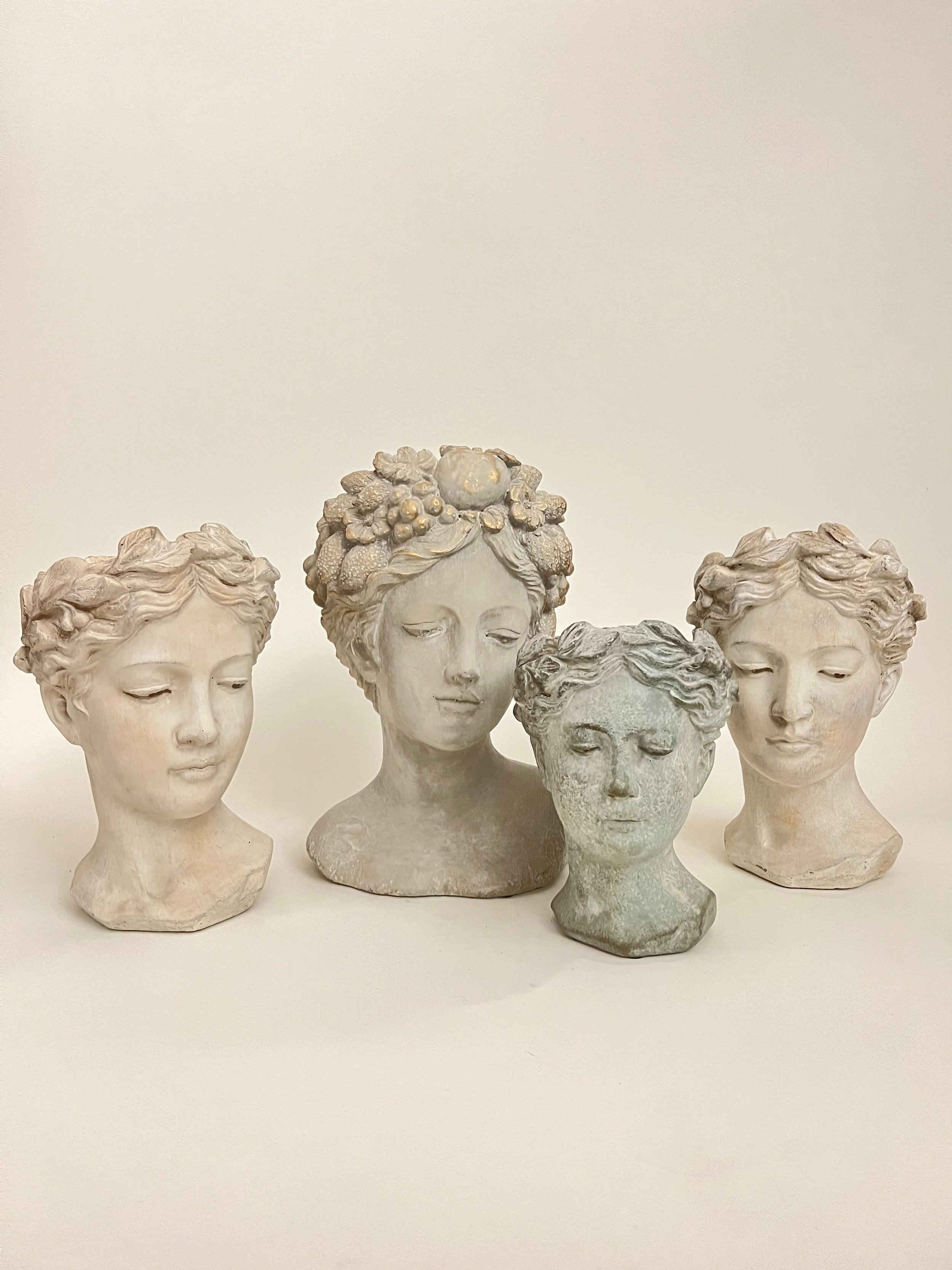 Grecian Cement Bust Vases (4)