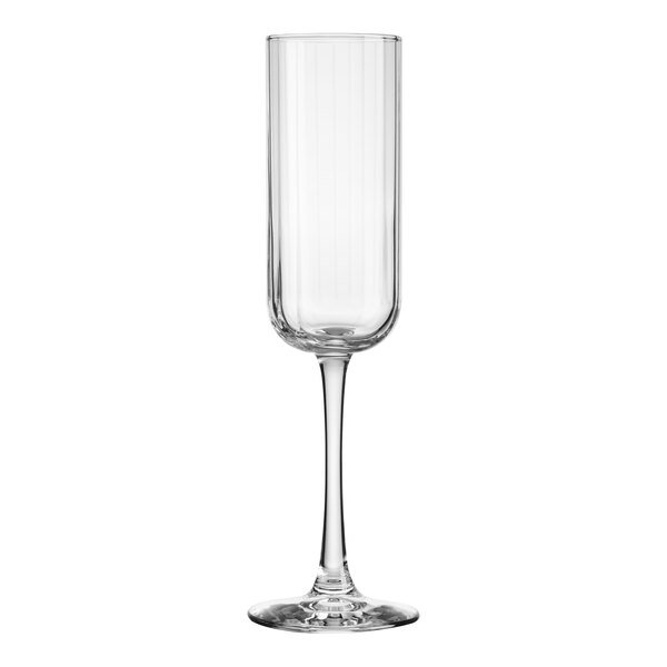 Ribbed Glass Champagne Flutes
