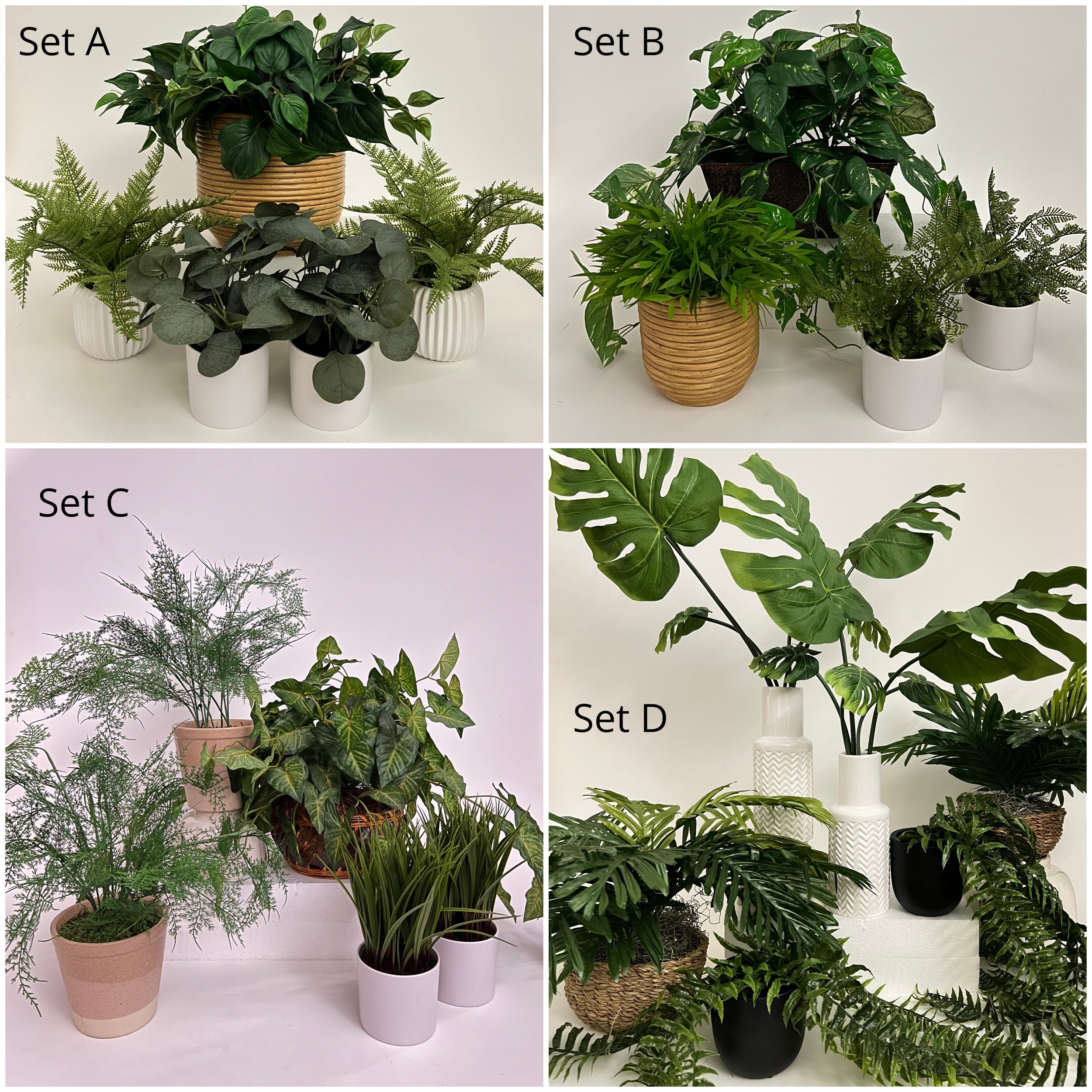 Faux Plant Sets in Containers (4 sets)