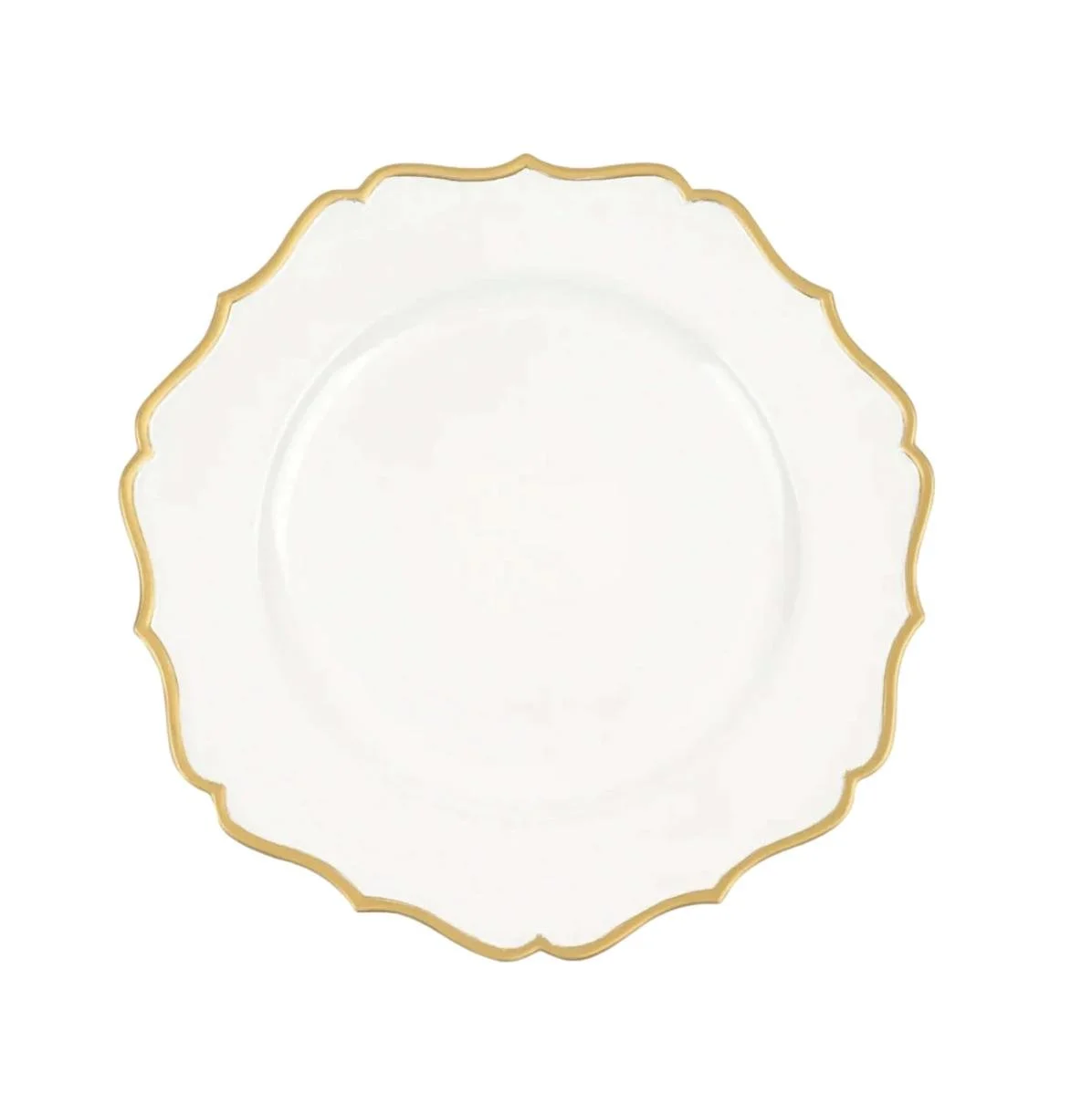 Shabby Chic Gold Rim Scalloped Acrylic Chargers