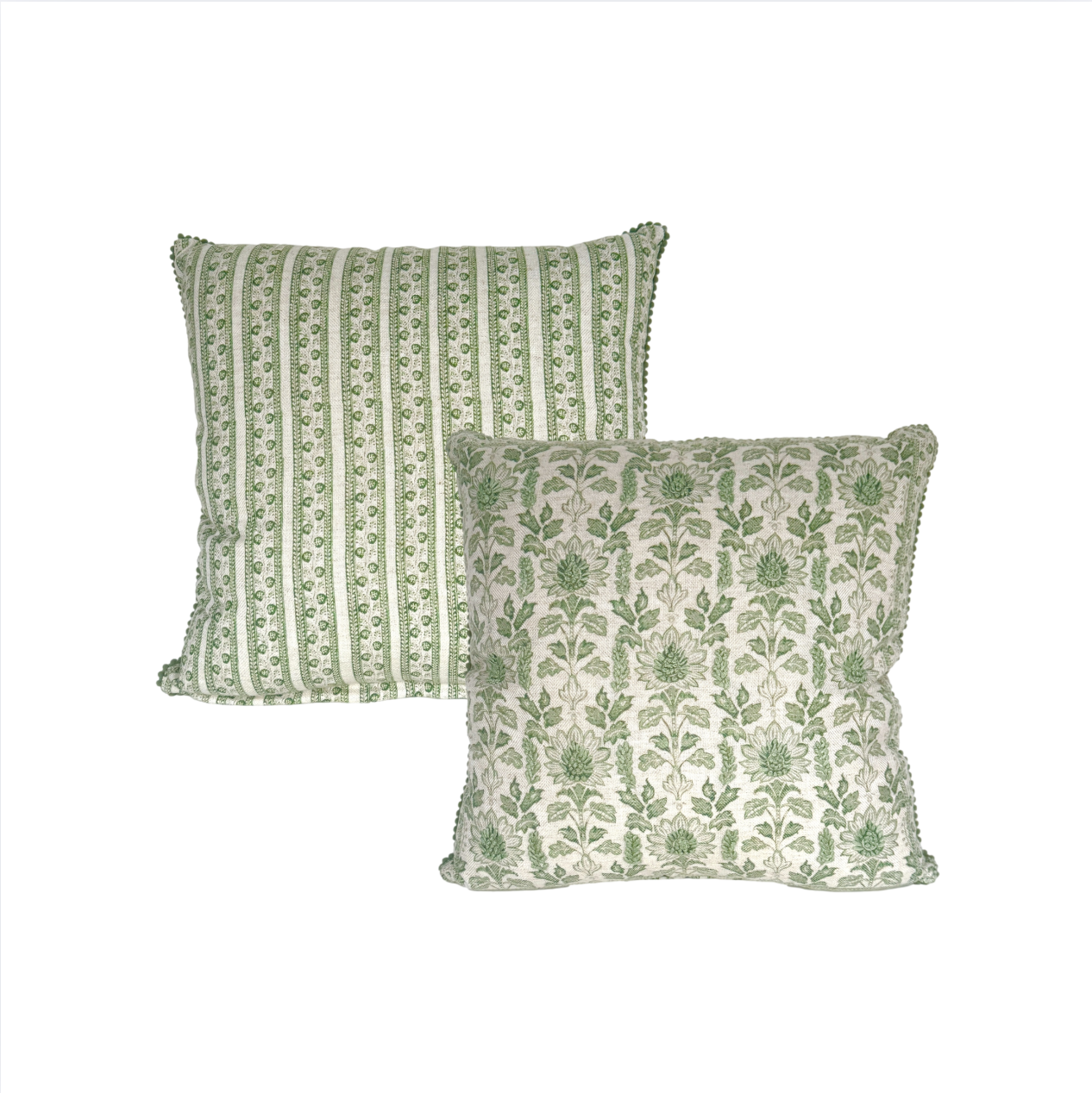 Double Sided Green Floral Pillows (4)