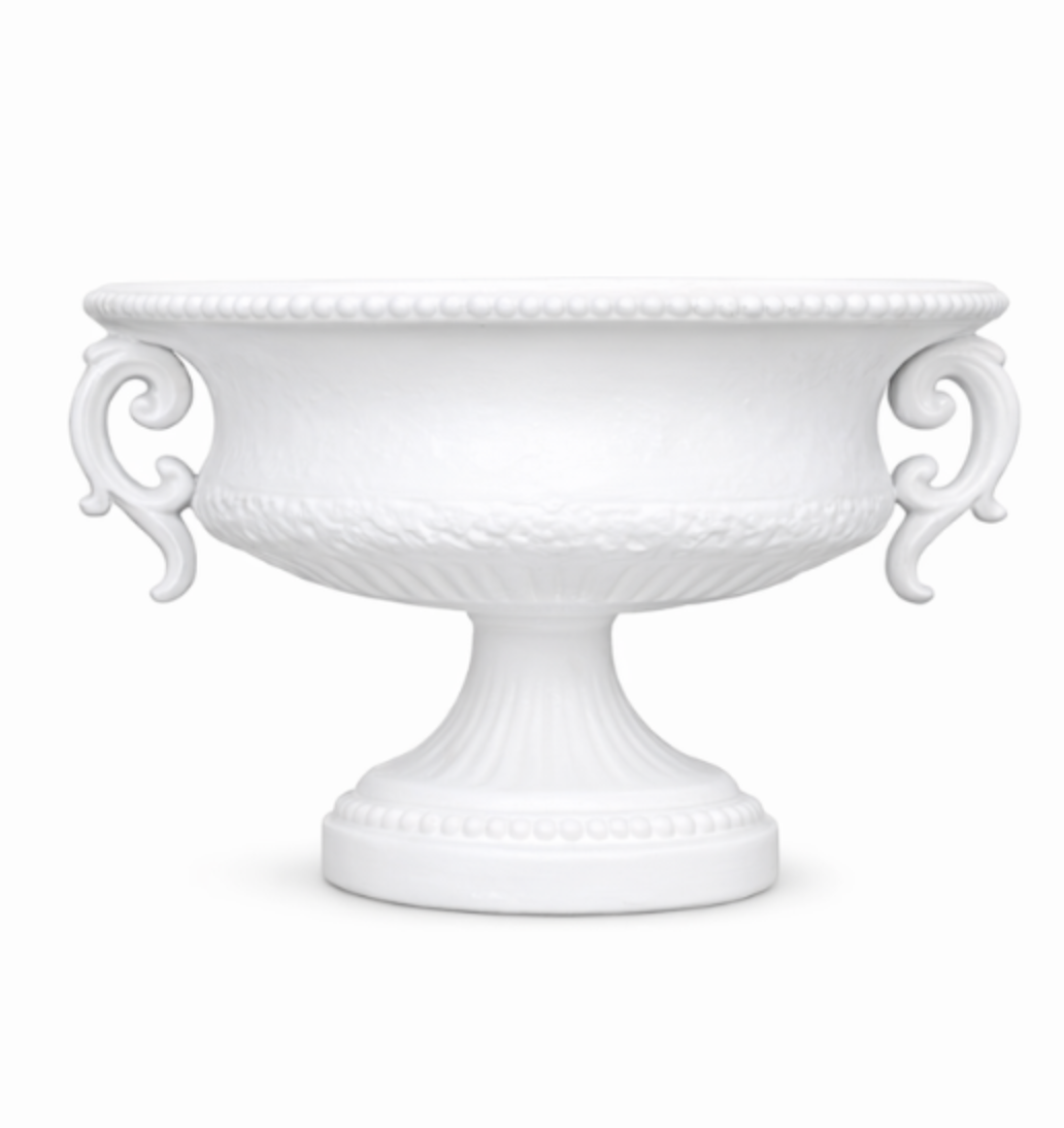 8" White Garden Urns (2)