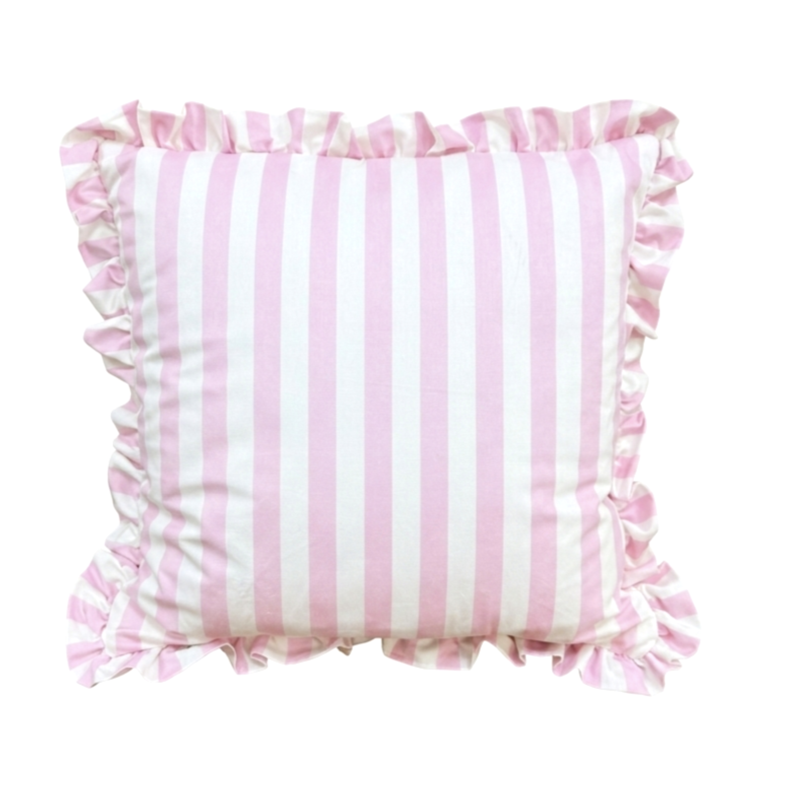 Ruffled Pink Striped Pillows (4)