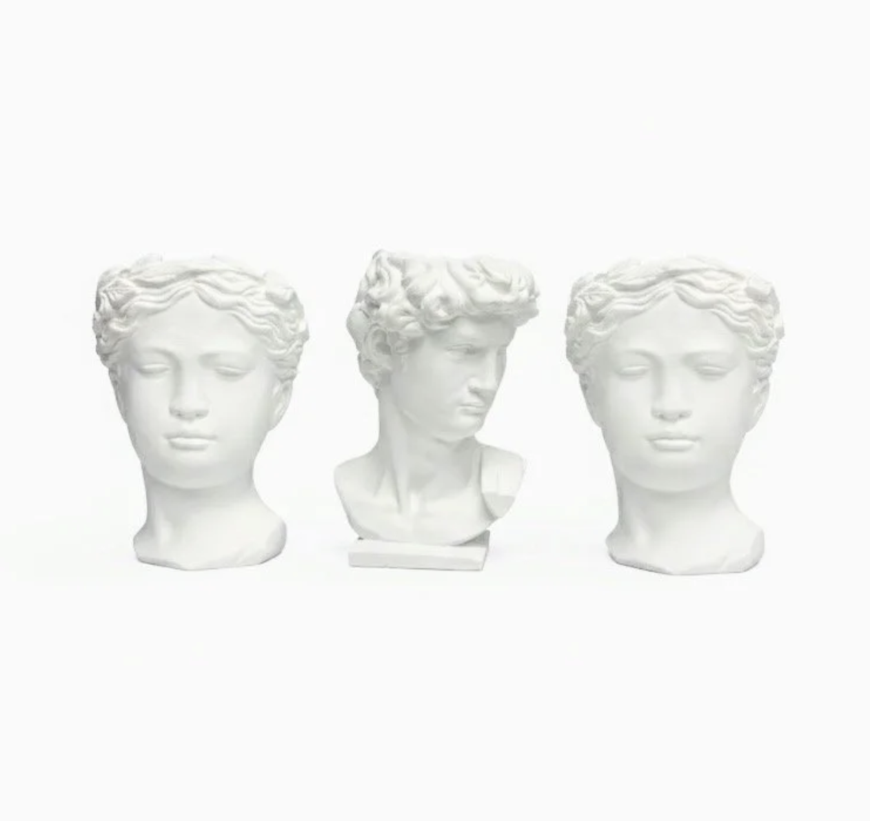 Small White Bust Head Vases