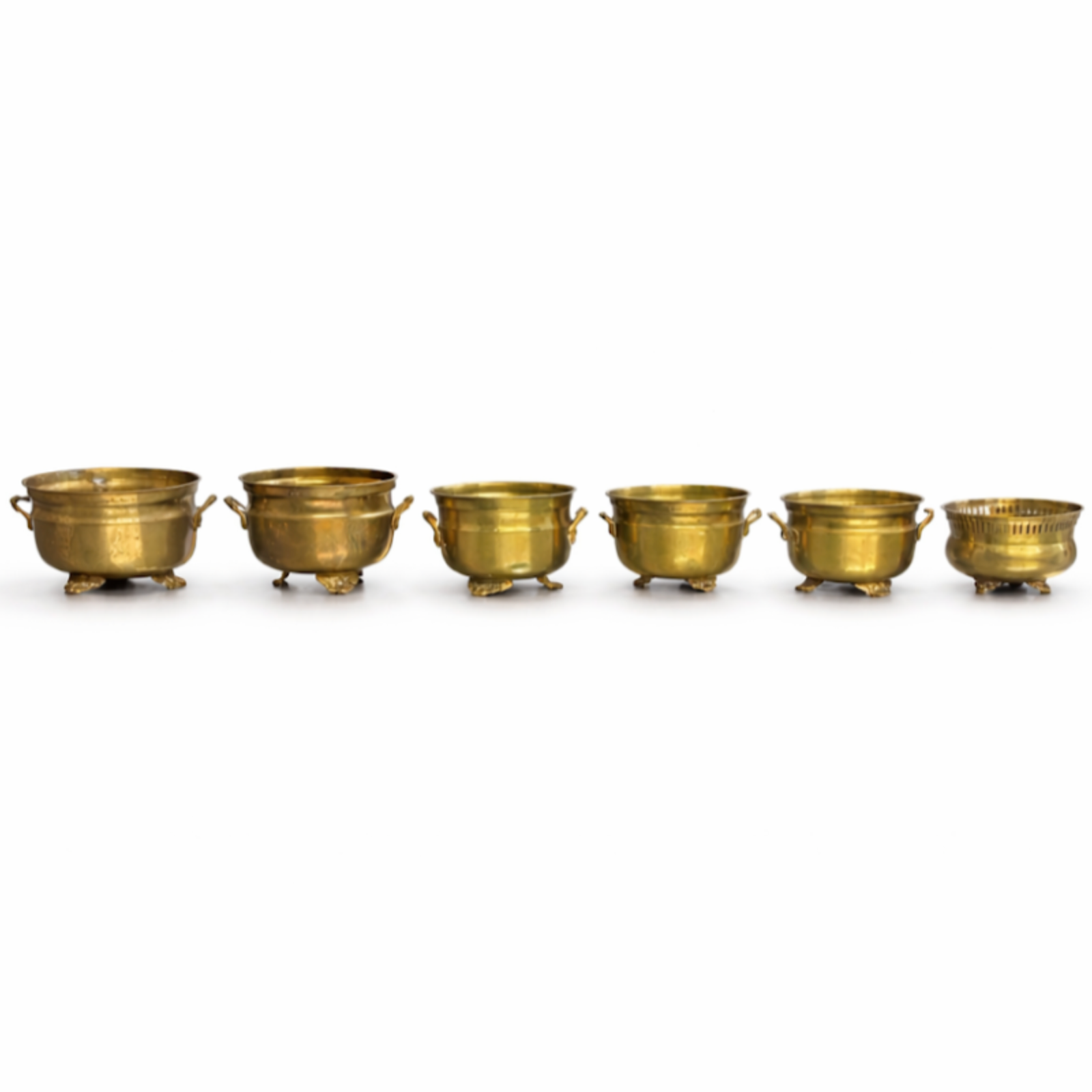 (Set of 6) Brass Planters