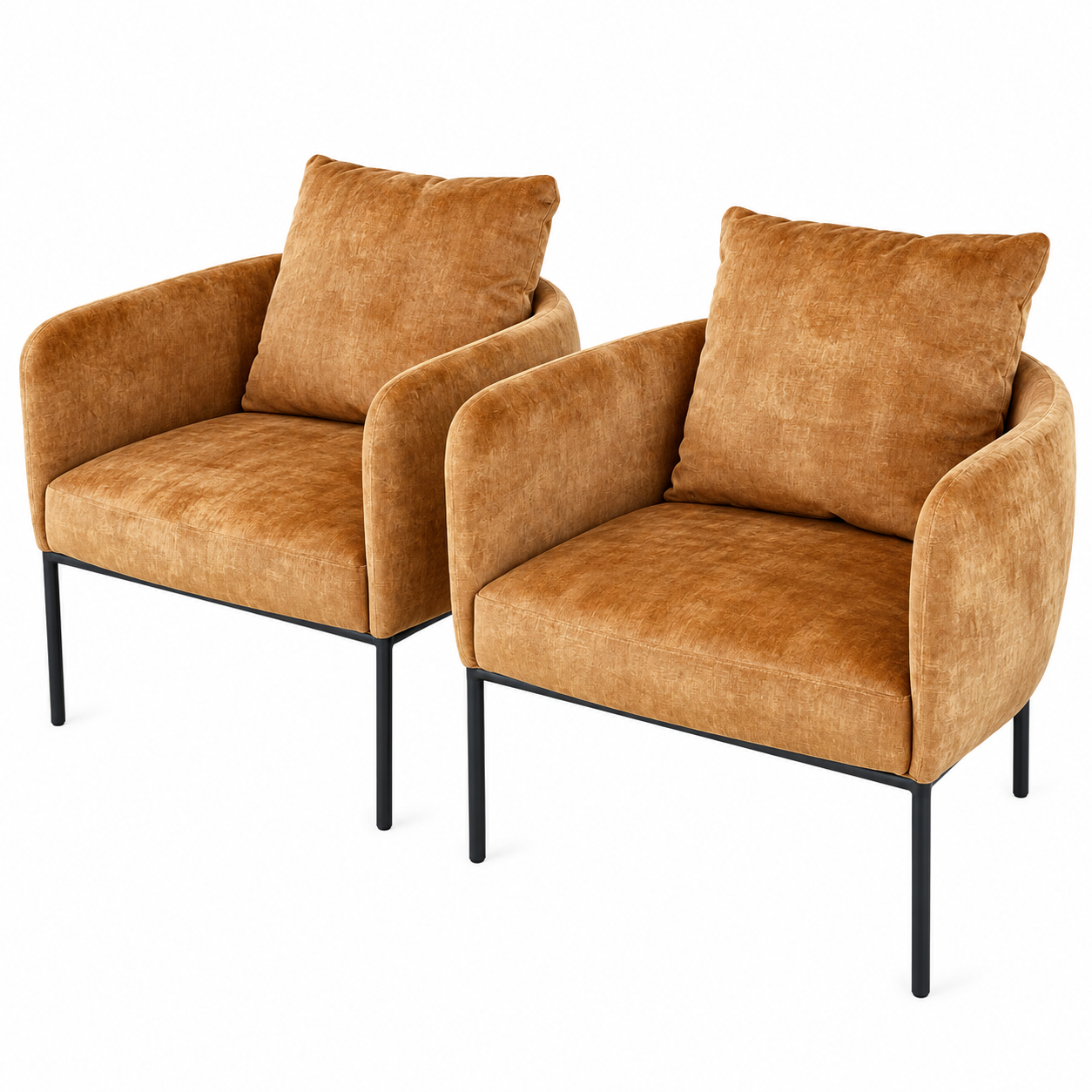Modern Caramel Velvet Armchair Pair.png