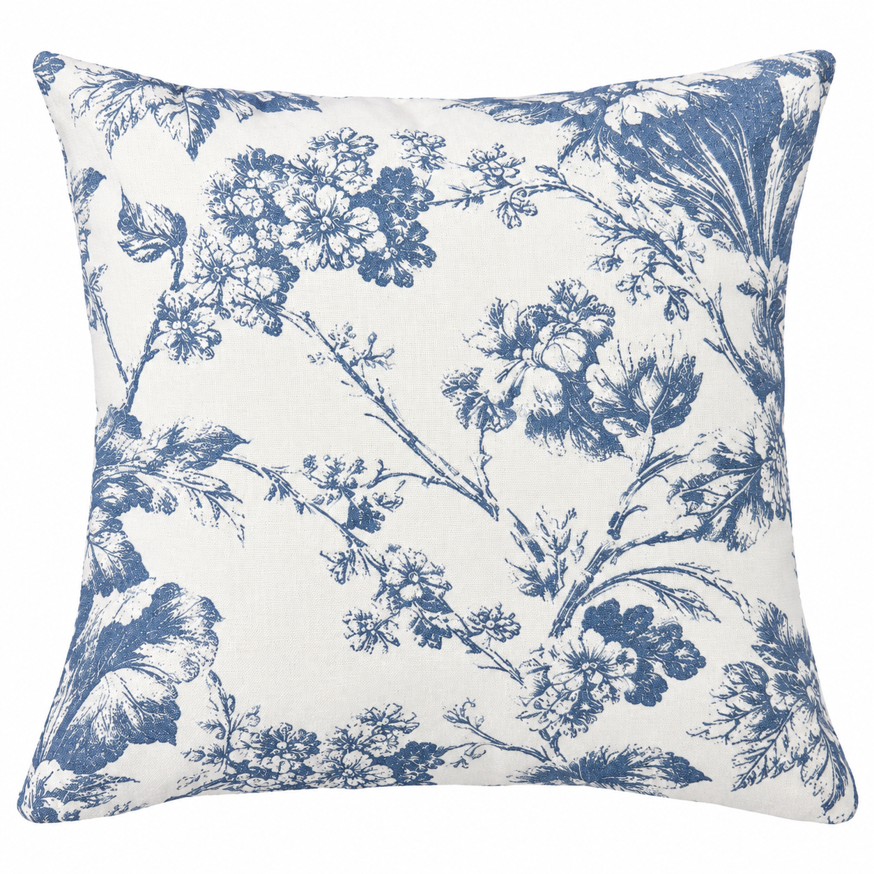 Vintage Blue Toile Floral Pillow.png