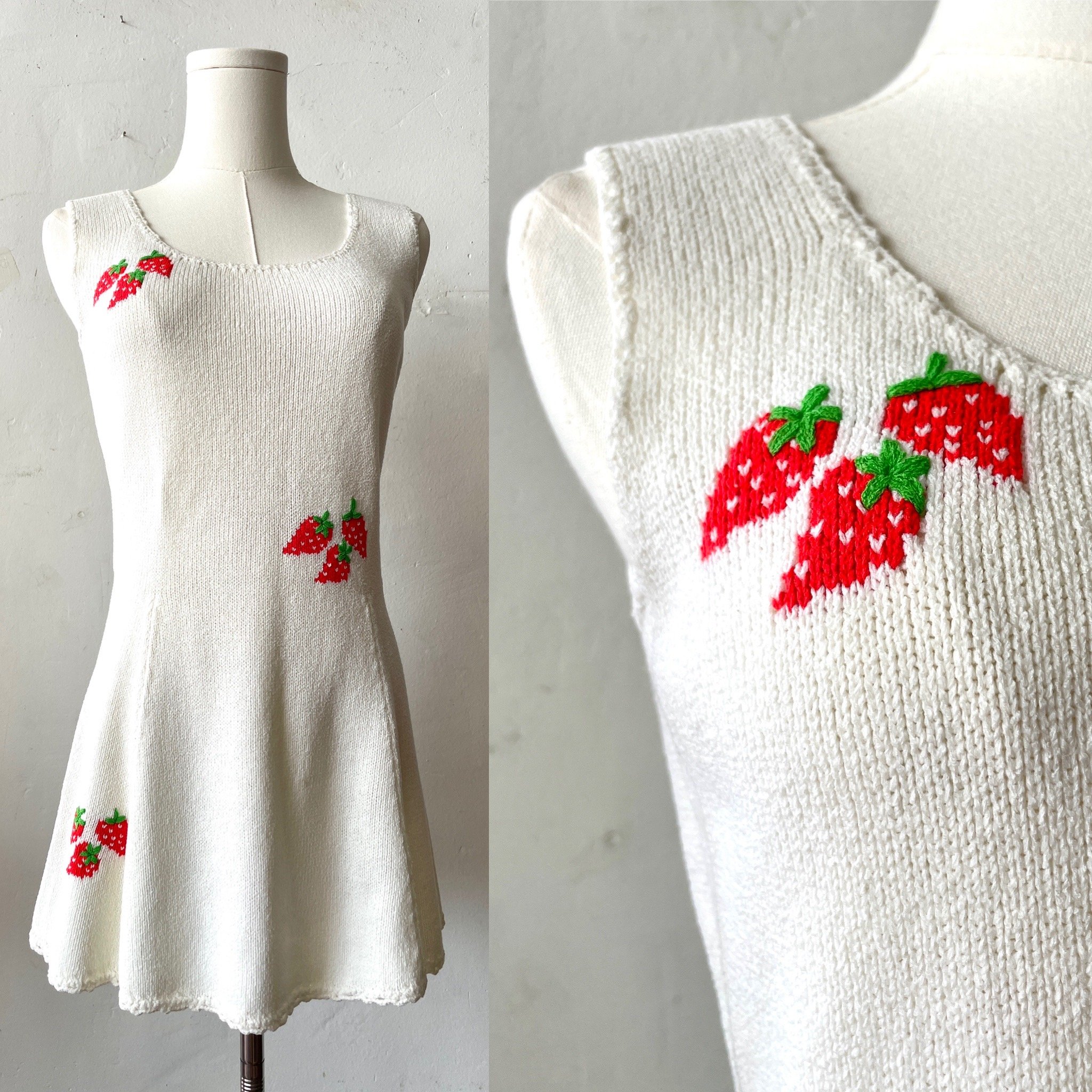 1960s Strawberry Knit Tennis Dress