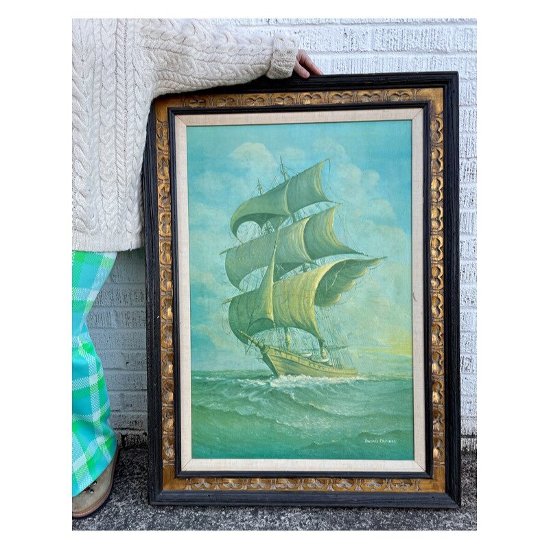 🖼️ Large original signed framed 🖼️ oil on canvas by Andr&eacute;s Orpinas called &ldquo; Spanish Caravelle&rdquo;. The canvas measures 24x36 and the frame is 45x33 &bull; $250
Available in our physical store or via venmo ⚓️