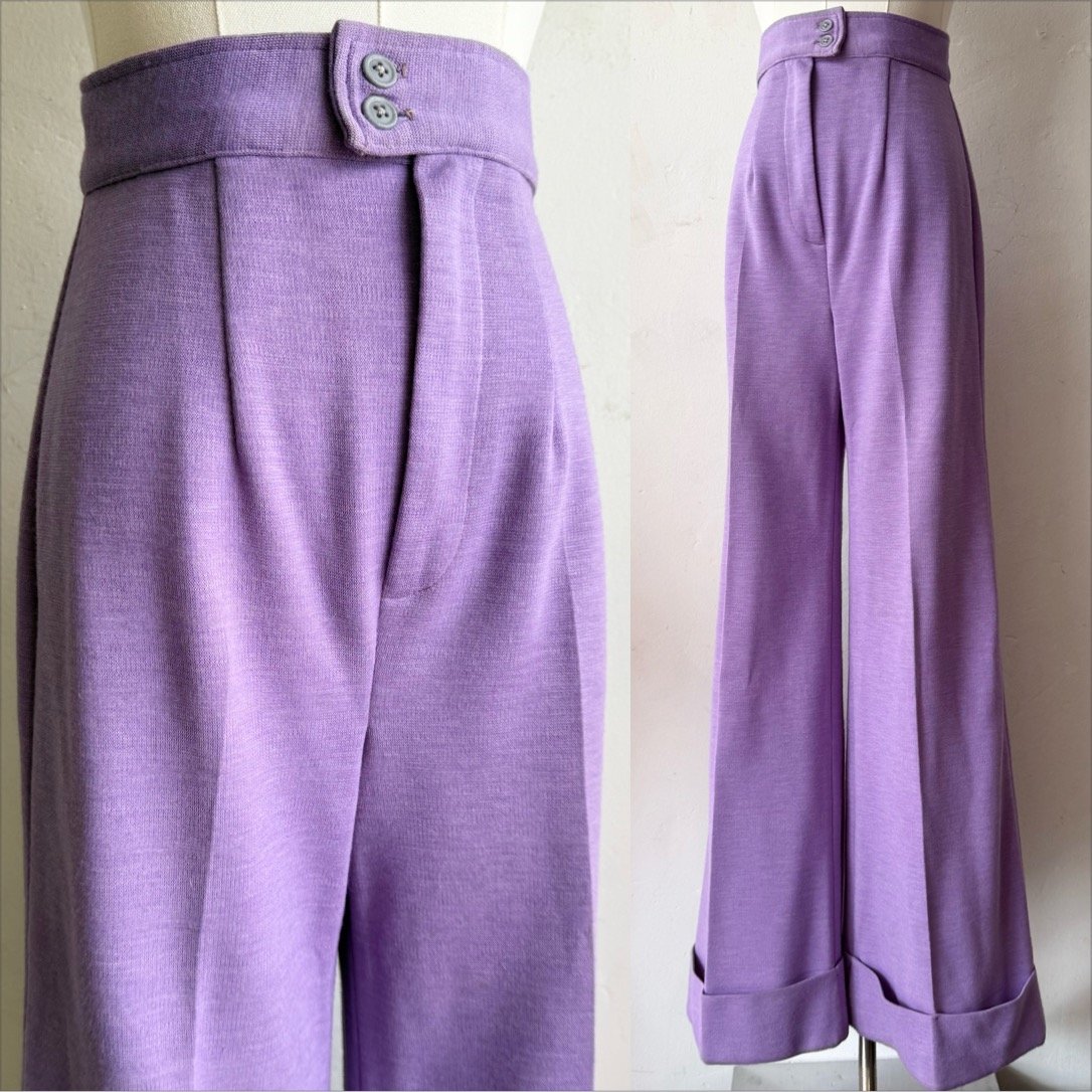 1970’s Lavender Poly Bell Bottoms • XS